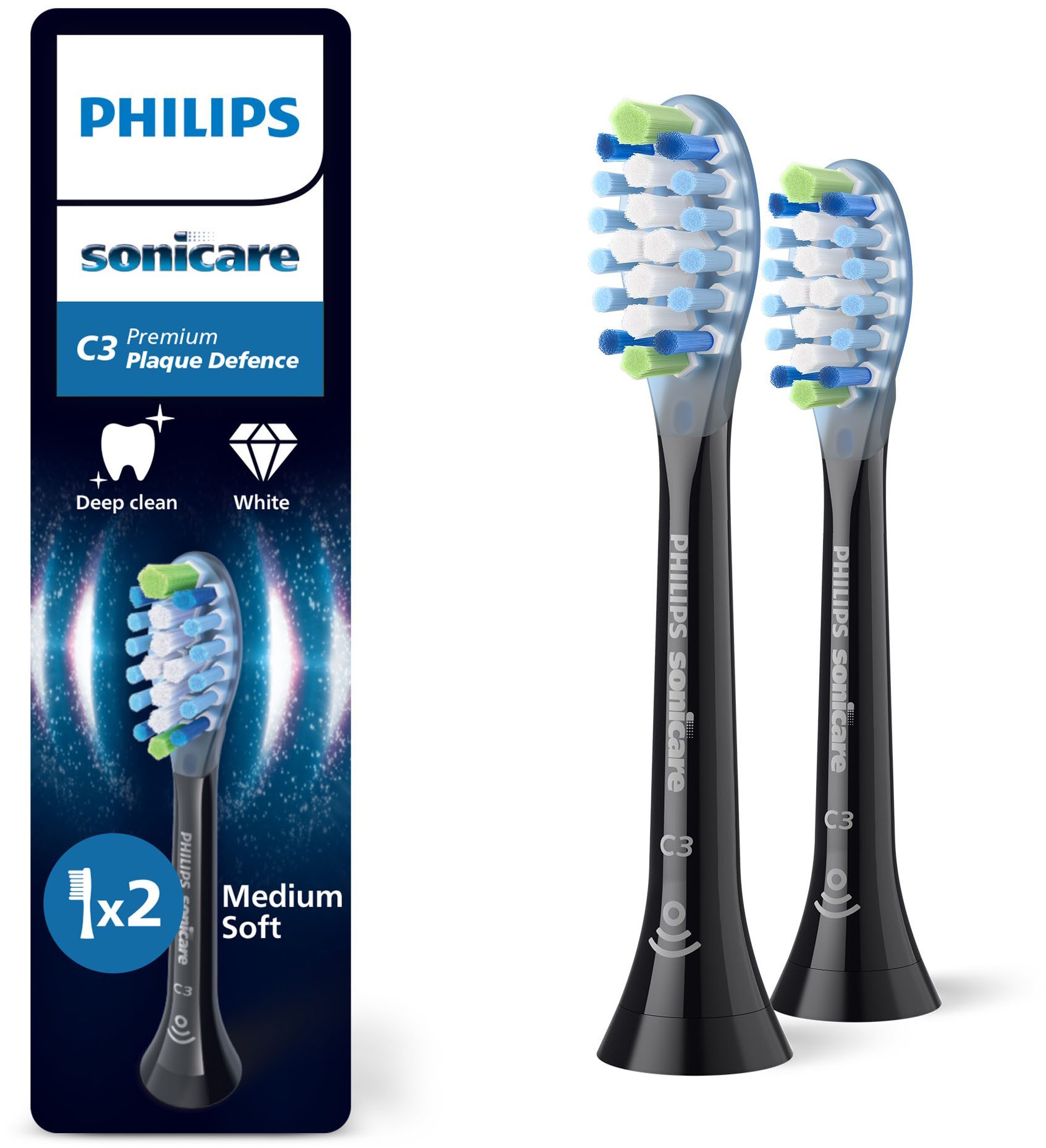 Philips Sonicare Щетки C3 Premium Plaque Defence, für extra gründliche Plaque-Entfernung, für jedes Sonicare Handstück