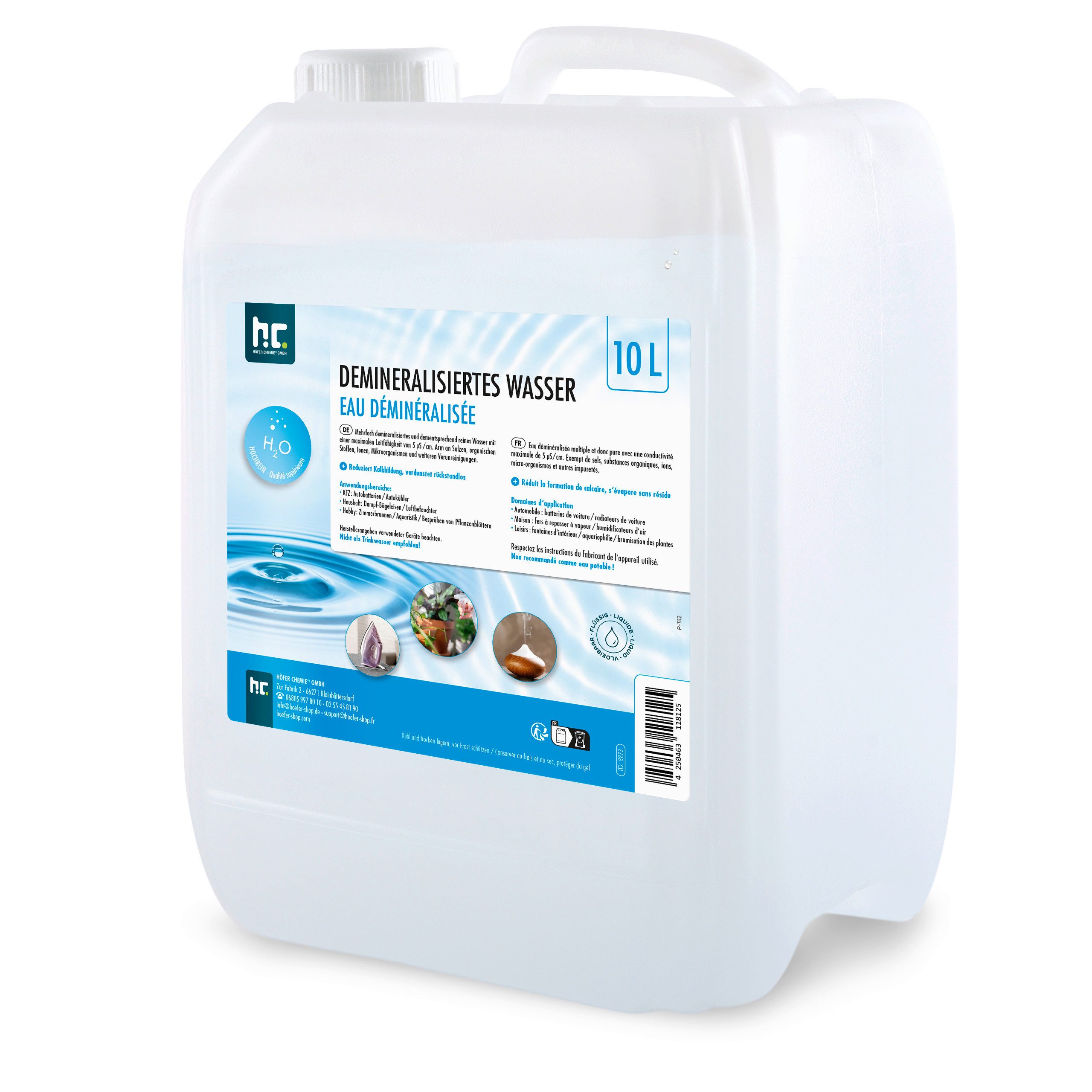 Höfer Chemie GmbH Bügelwasser 10 L Demineralisiertes Wasser