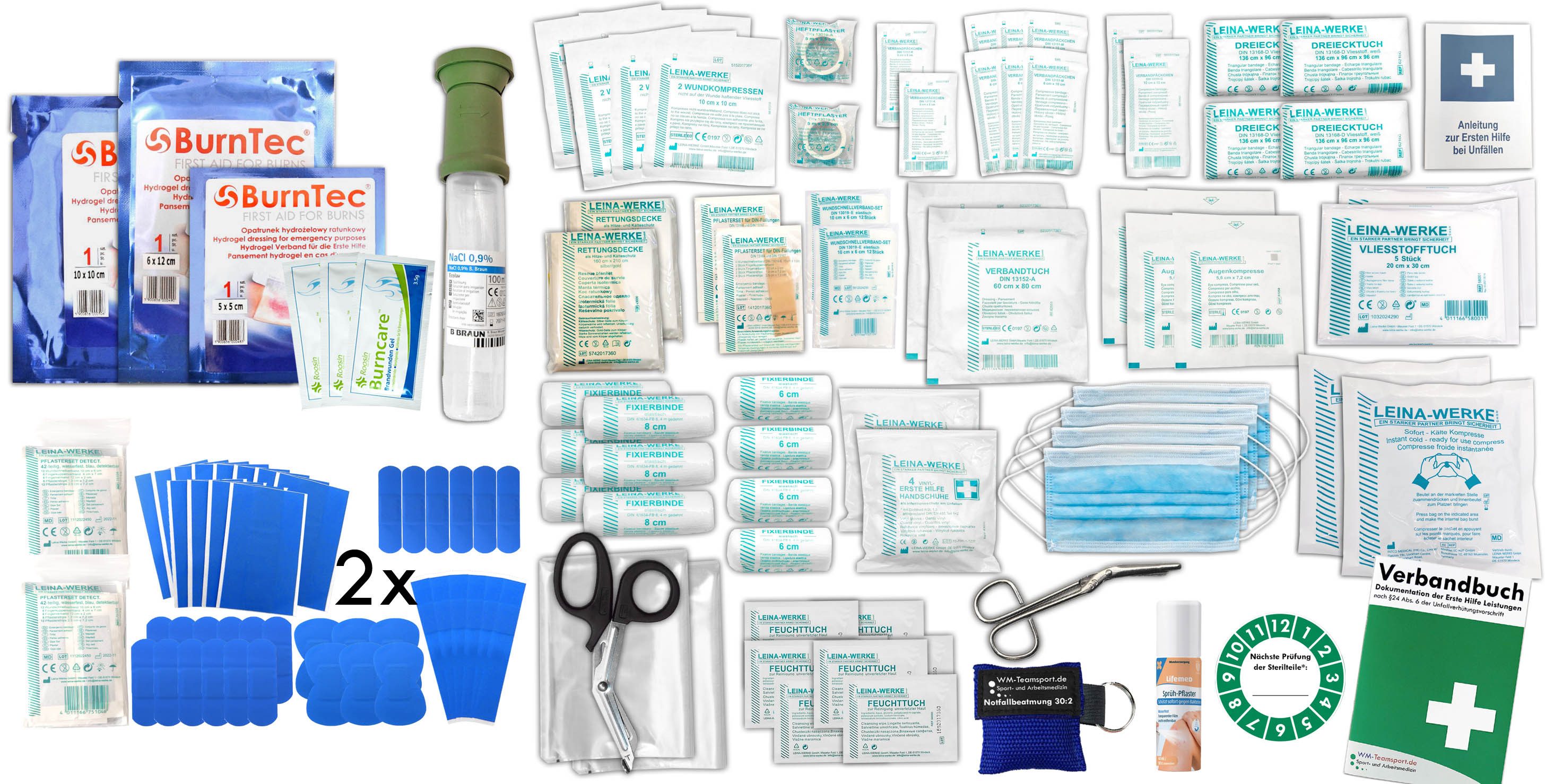WM-Teamsport Erste-Hilfe-Set SET GASTRO DIN/EN 13169 PLUS 3 mit Beatmungshilfe + Sprühpflaster