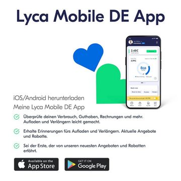 Lyca Mobile Plus Prepaid Smartphone Sim Karte ohne Vertrag Prepaidkarte