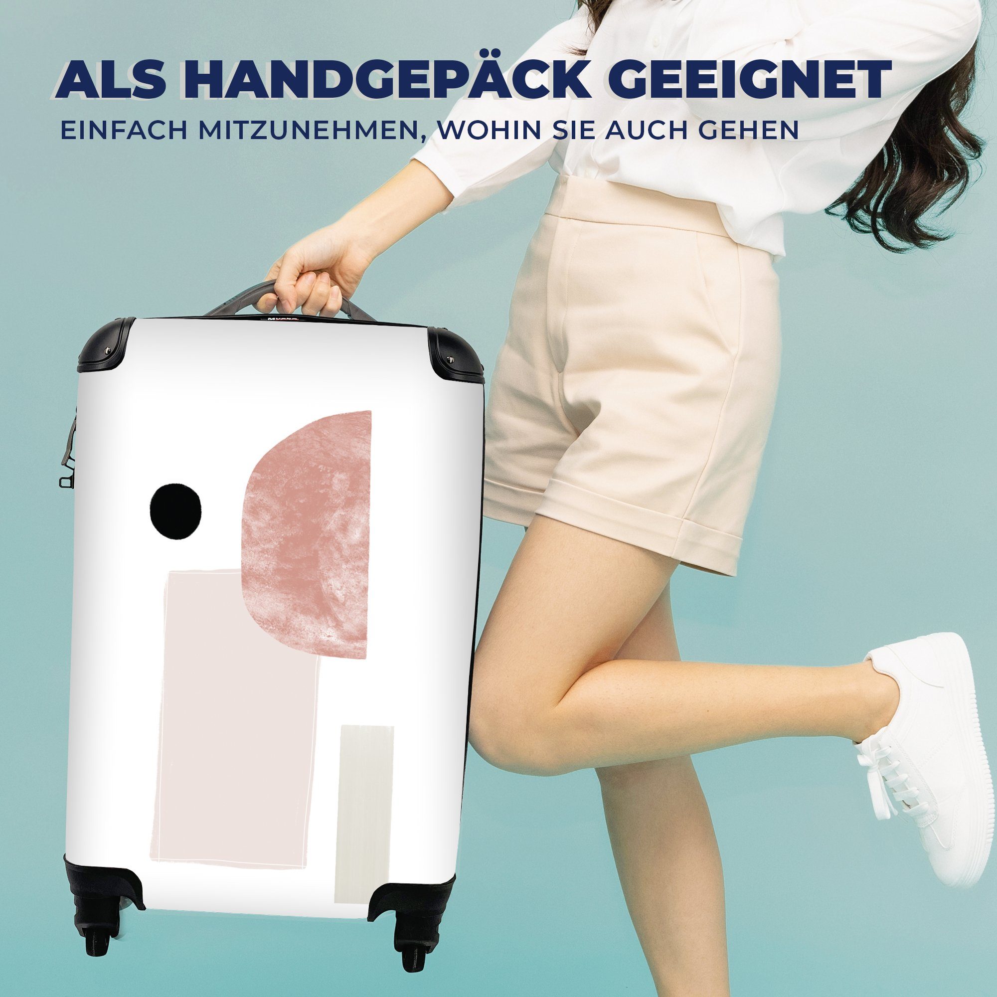MuchoWow Handgepäckkoffer Reisetasche mit Handgepäck Design, Abstrakt Trolley, Pastell - Rollen, 4 für Reisekoffer rollen, Ferien, 