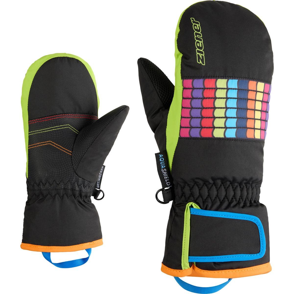 Ziener Skihandschuhe Lamilo-z AS Mitten Glove Junior Unisex Farbenfrohe und wasserdichte Skifäustlinge für Kinder mit winddichter