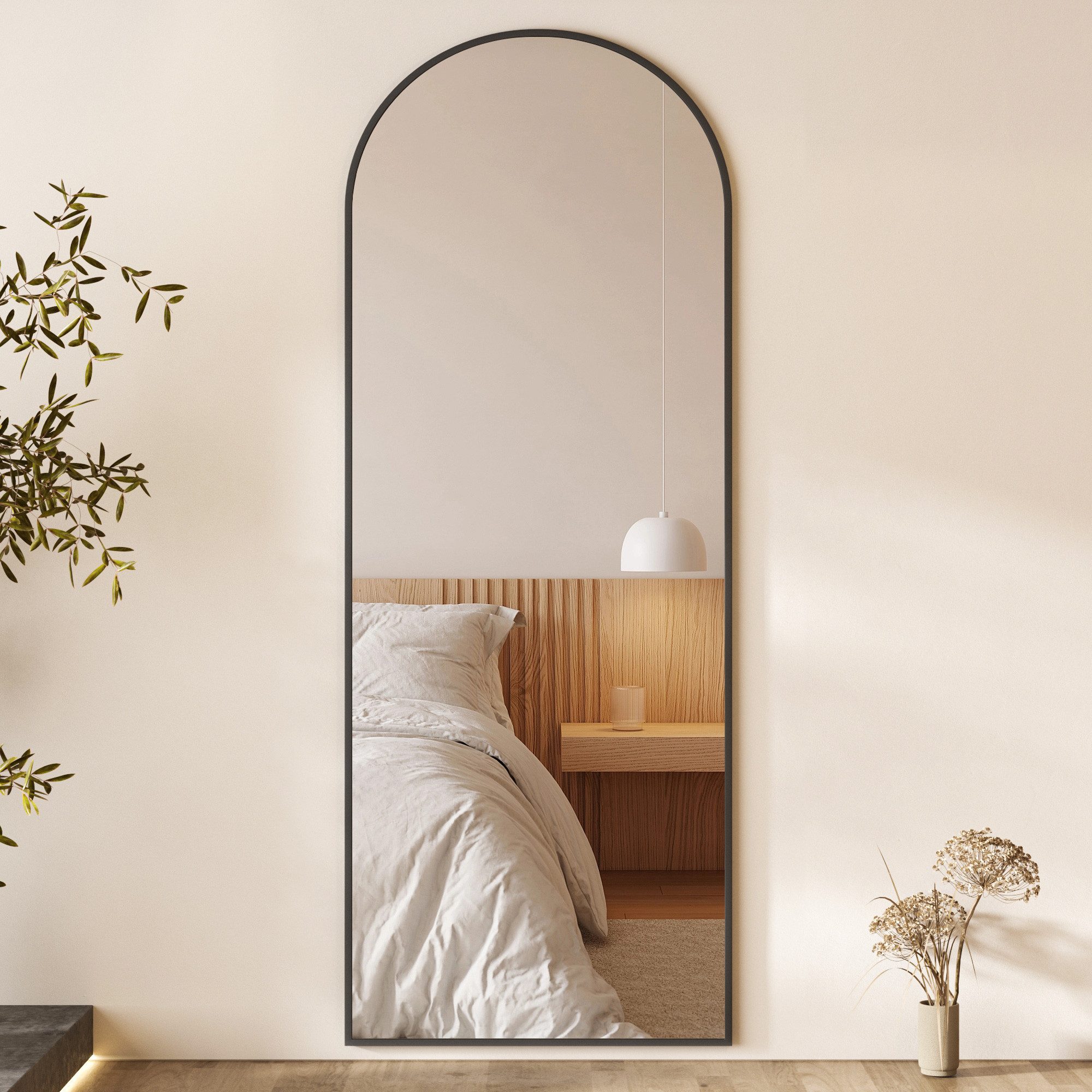 Hopibath Wandspiegel ganzkörper 180x80 160x50 150x50 140x40 (Bogenspiegel Ganzkörperspiegel Schwarz Weiß, 1-St., mit Alurahmen), für Wohnzimmer Schlafzimmer Garderobe Flur Friseurladen