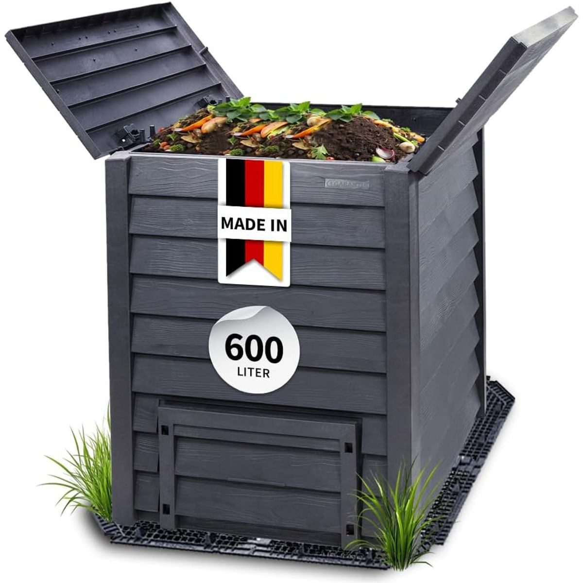 GARANTIA Komposter, (1 St), GARANTIA Thermo-Wood Komposter 600 Liter inkl. Bodengitter anthrazit-b