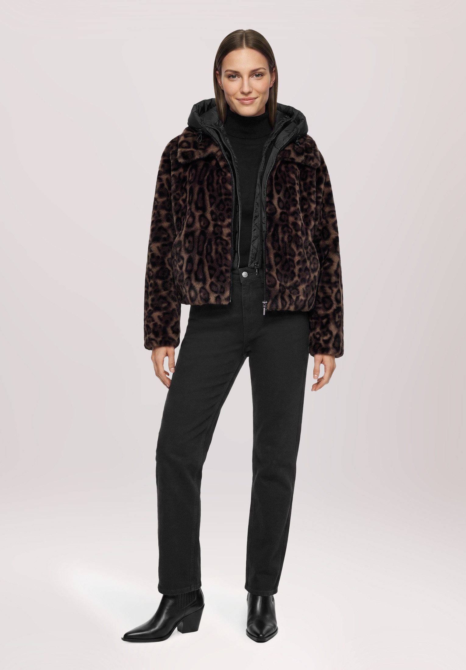Amber & June Plüschjacke Damen mit abnehmbarem Westenteil