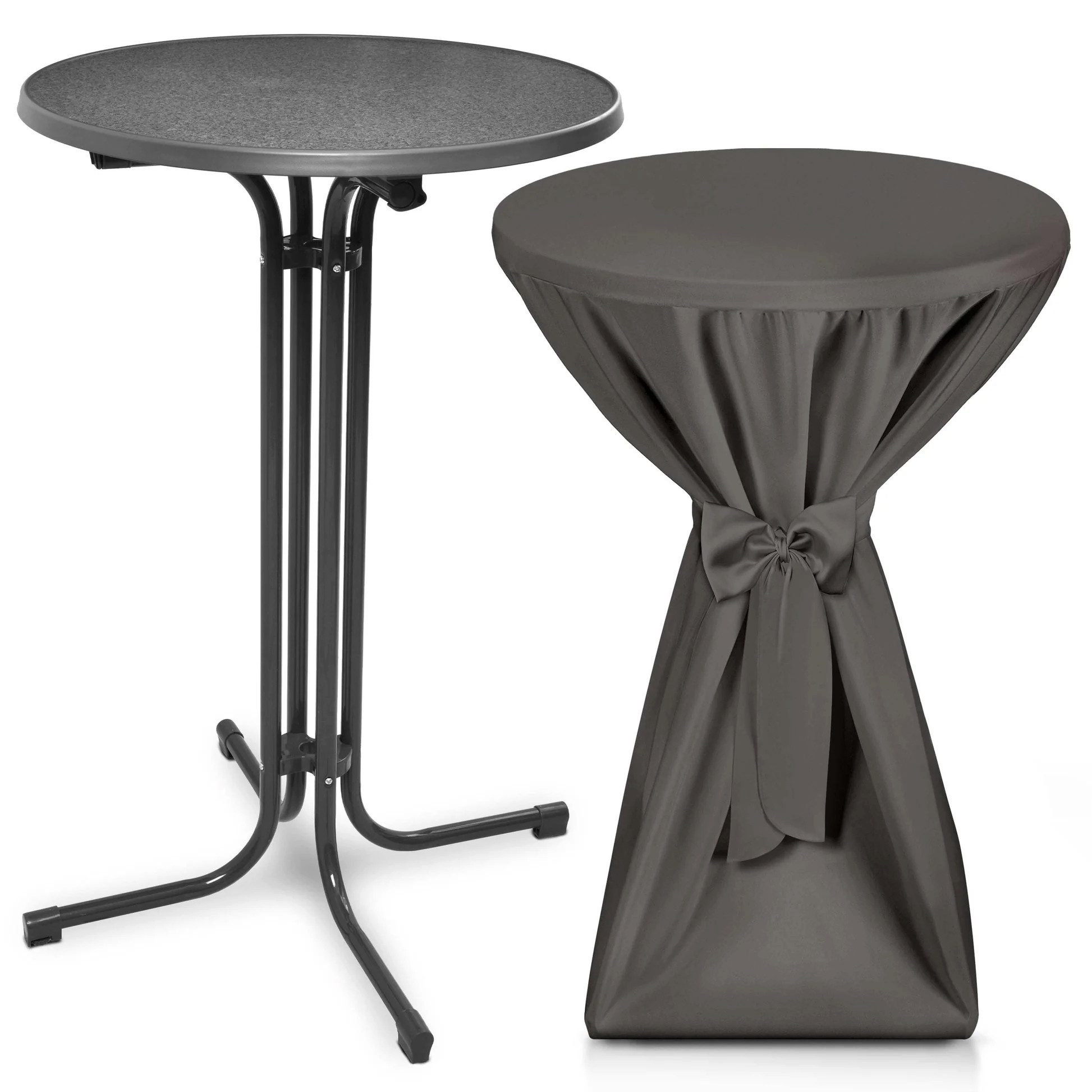 Beautissu Stehtisch Outdoor Stehtisch Bellini, klappbar, Ø80cm, Anthrazit, mit Husse, inkl. Husse – wetterfest – kratzfest
