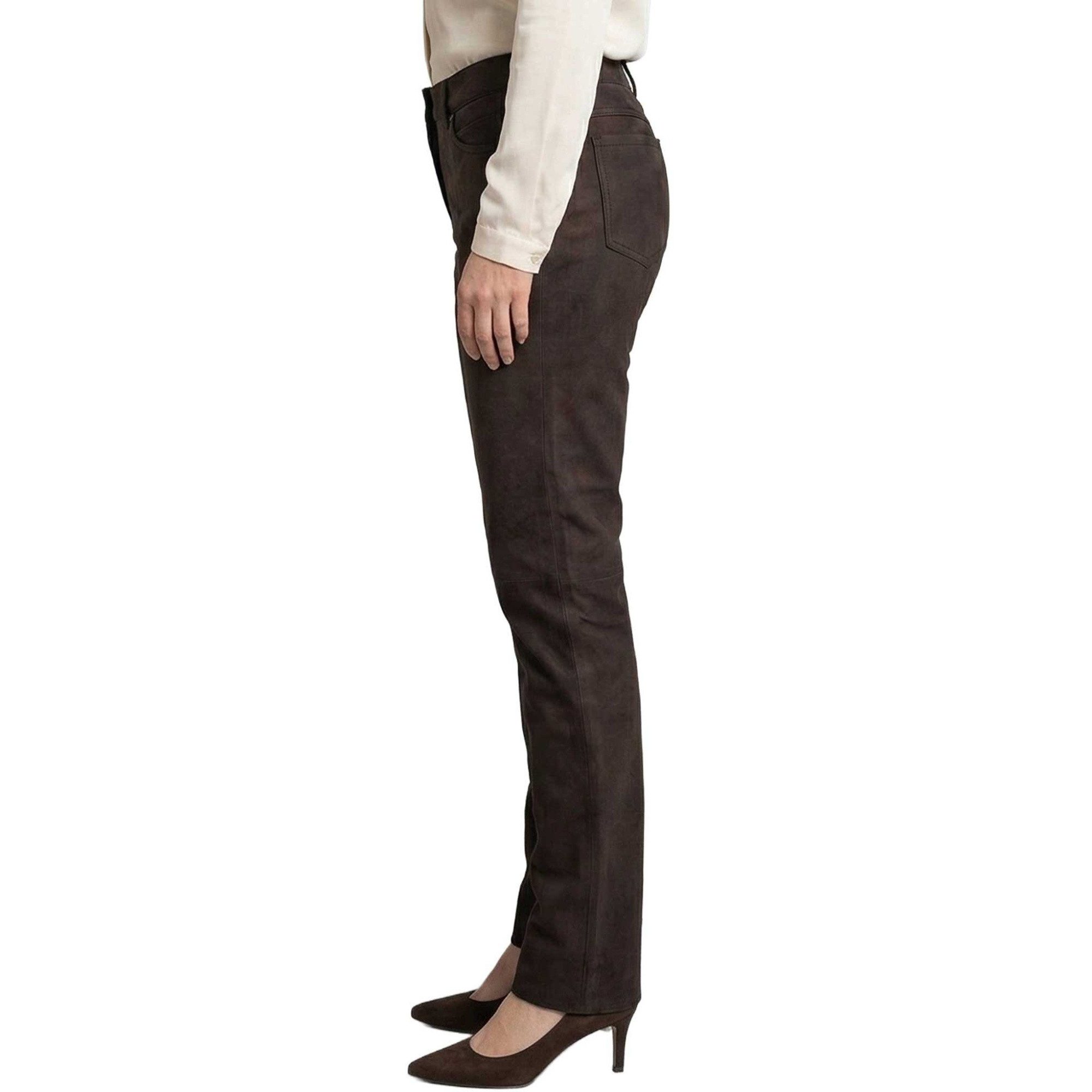 Maddox Lederhose Pauletta MADDOX - Damen Lederhose Lammnubuk braun