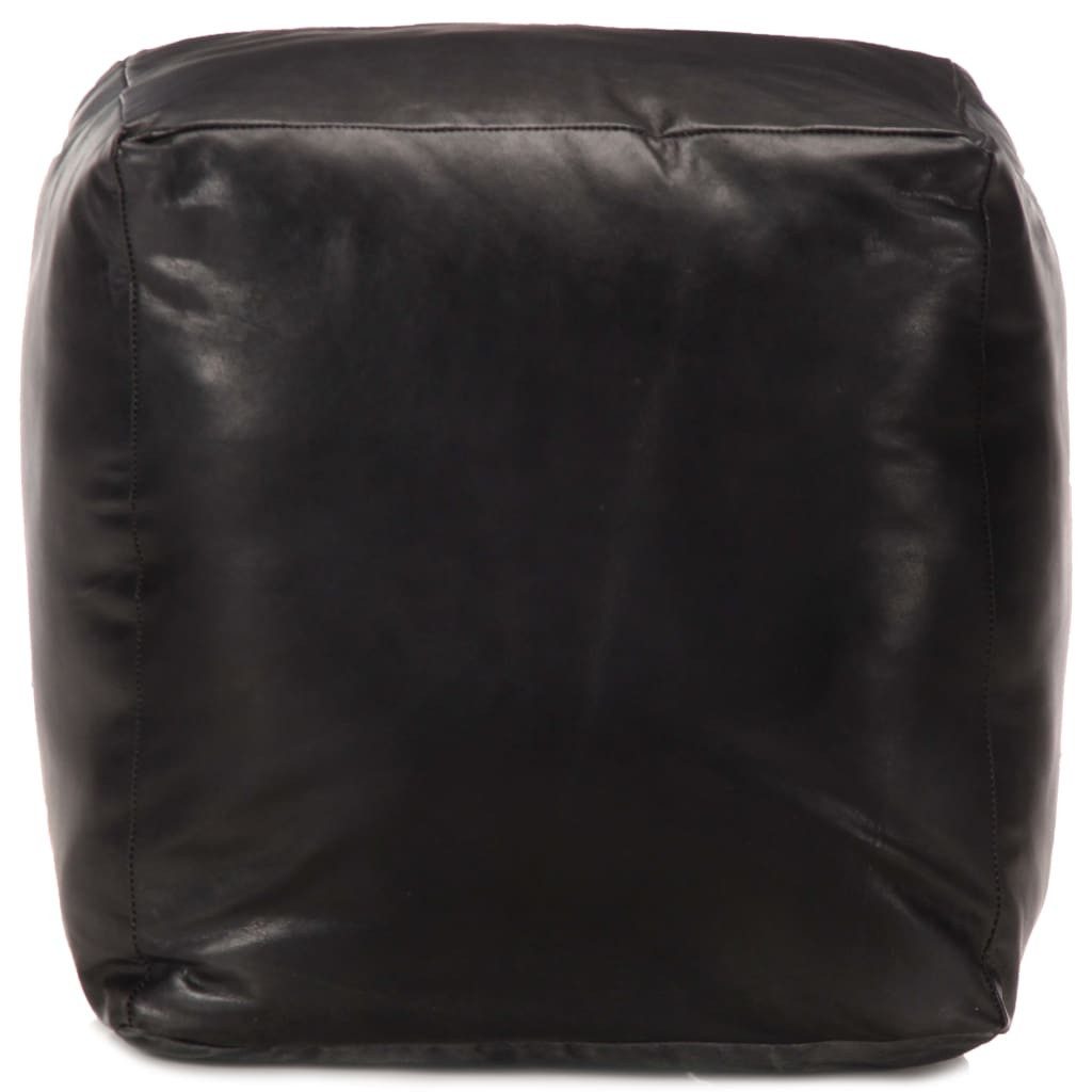 vidaXL Fußhocker, Pouf Schwarz 40 x 40 x 40 cm Echtes Ziegenleder
