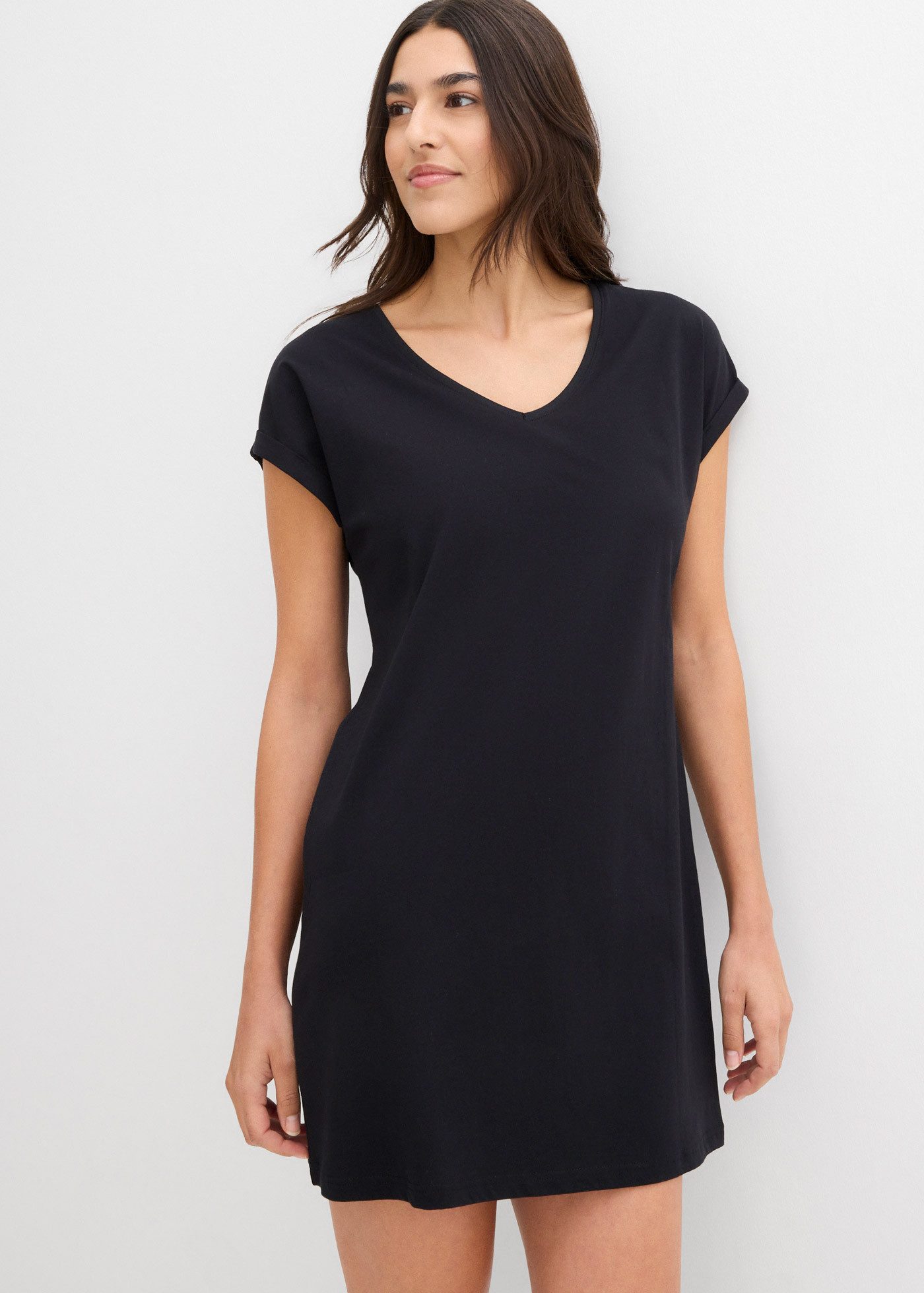 bonprix Shirtkleid (Packung, 2-tlg) für Frühling und Sommer, aus reiner Baumwolle, lockerer Schnitt