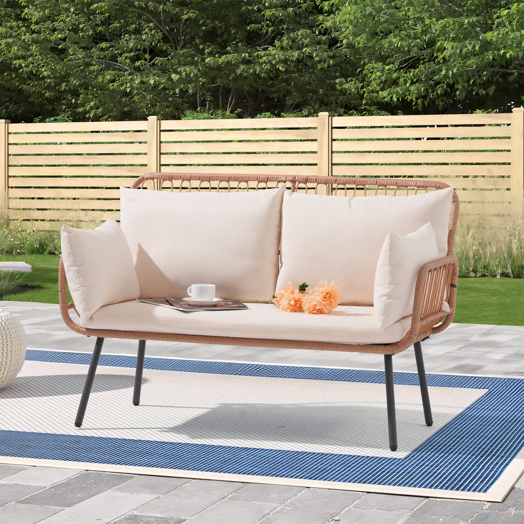 JOIVI Gartensofa Garten Loveseat, Rattan Gartenmöbel, günstig online kaufen