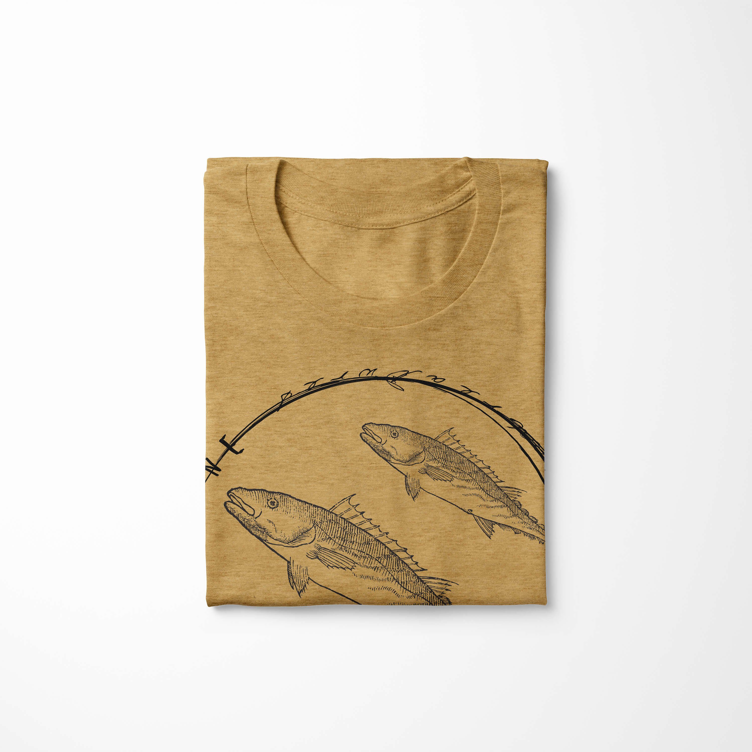 Struktur Tiefsee - Gold und Art Sea T-Shirt Serie: / sportlicher Sea Creatures, 094 Sinus T-Shirt feine Schnitt Fische Antique