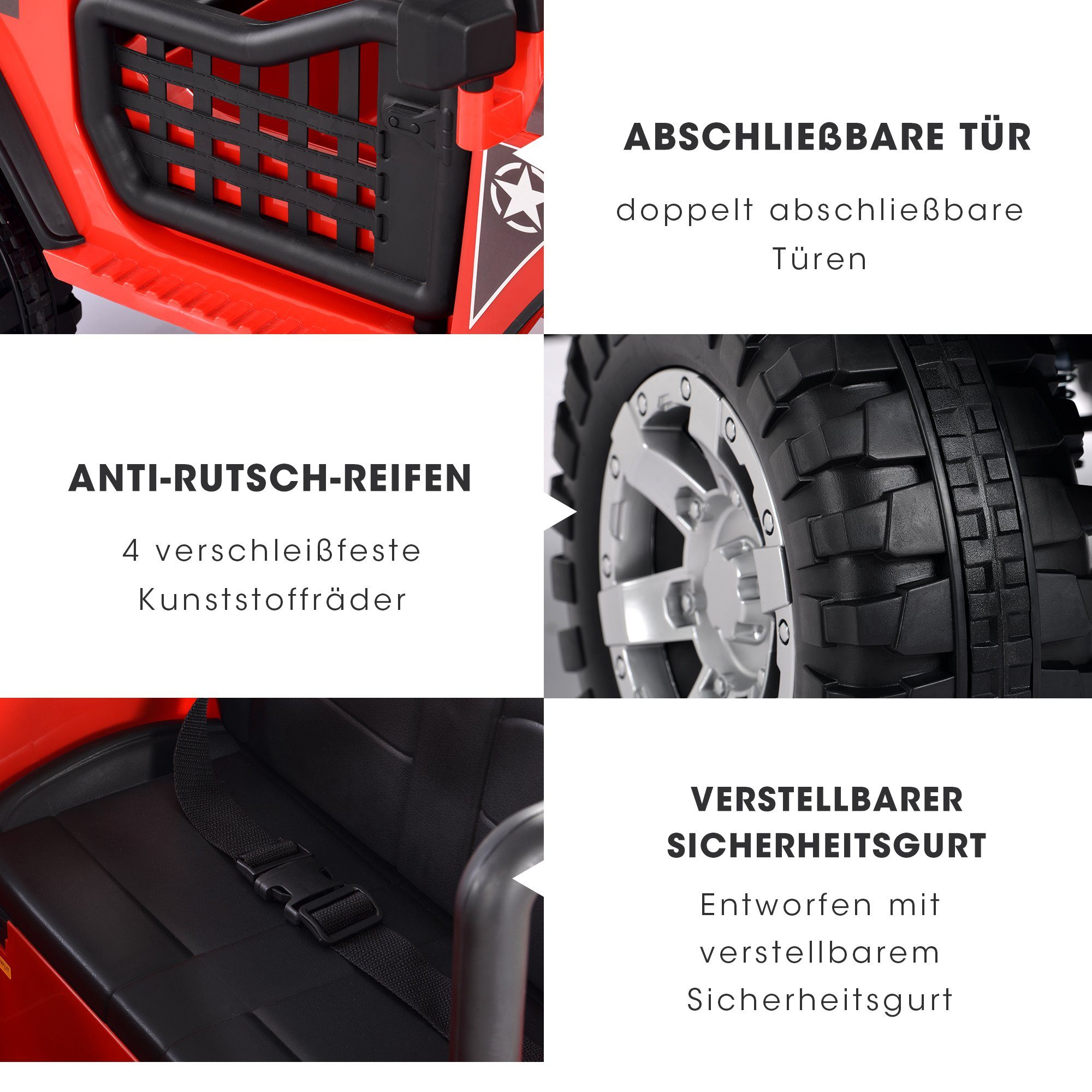 Elektro-Kinderauto, Belastbarkeit 50,00 kg, Kinder Elektroauto mit USB, AUX und Bluetooth inkl. Ferndienung, 2x45W