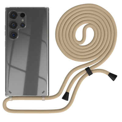 EAZY CASE Handykette Handyband mit Magsafe für Galaxy S24 Ultra 6,8 Zoll, Handykordel Umhängetasche für Handy Hülle durchsichtig Beige Taupe