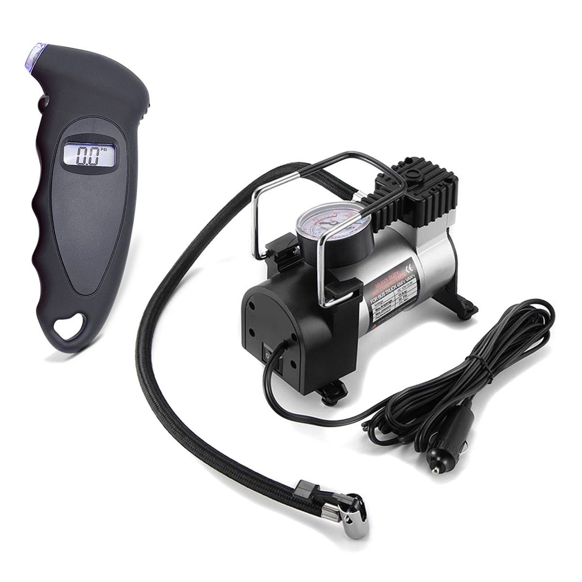 Tourtecs Sitzbank Reifendruckprüfer RM1 3V Set + Kompressor KM2 # digital kabelgebunden