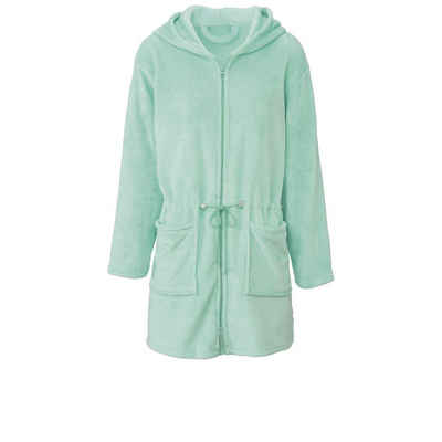 CelinaTex Bademantel Morgenmantel Damen Flanell Kapuze Reißverschluss Famous XL mint, Polyester