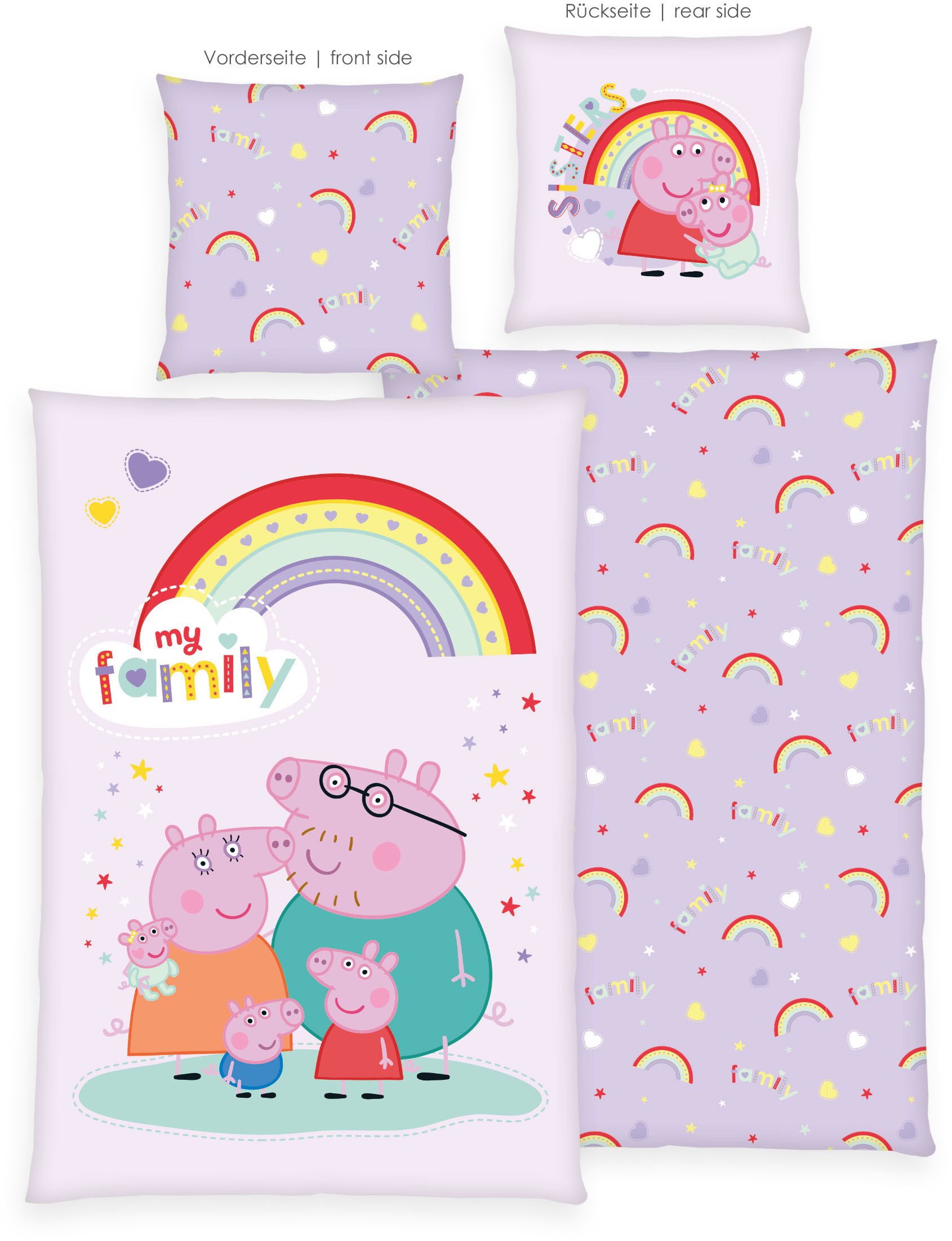 Peppa Pig Wendebettwäsche Peppa Pig, Renforcé, 2 teilig, mit fröhlichem Design