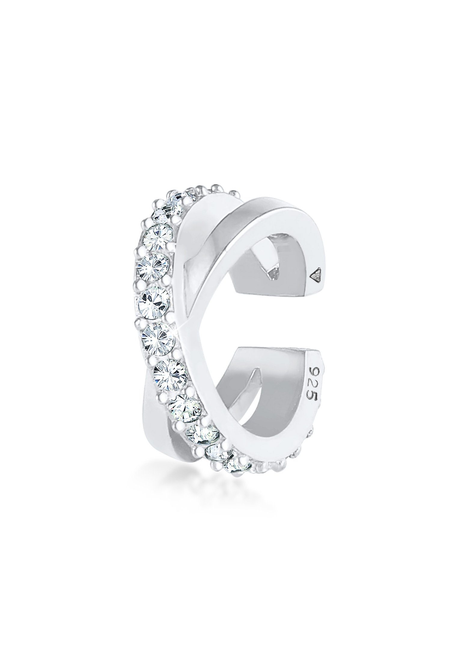 Ohrklemme Earcuff Gekreuzt 925 Silber, mit Kristallen von Swarovski®