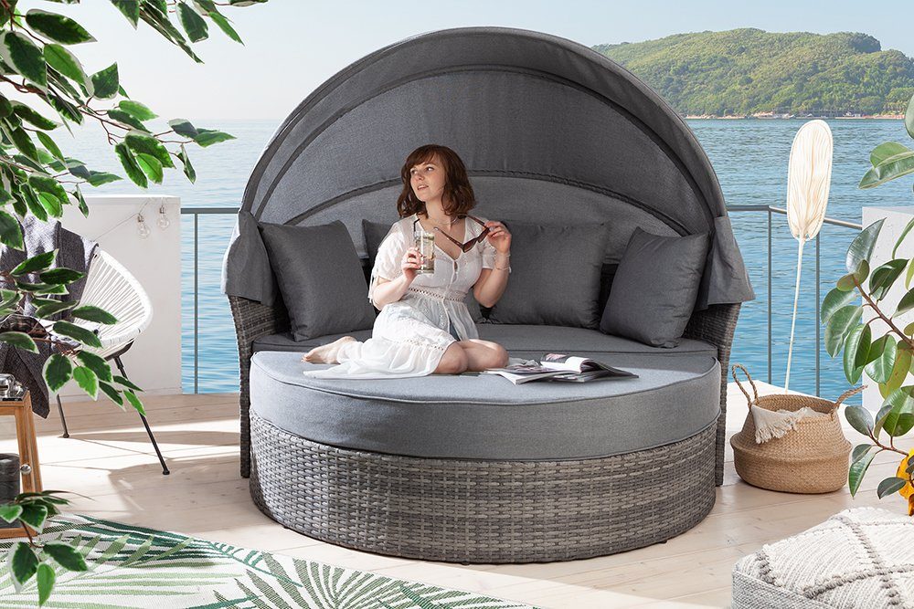 riess-ambiente Loungebett PLAYA LIVING 165cm dunkelgrau, 2 Teile, Outdoor · Gartenmöbel · Sonneninsel · drehbarer Sitzfläche · Modern dunkelgrau | dunkelgrau
