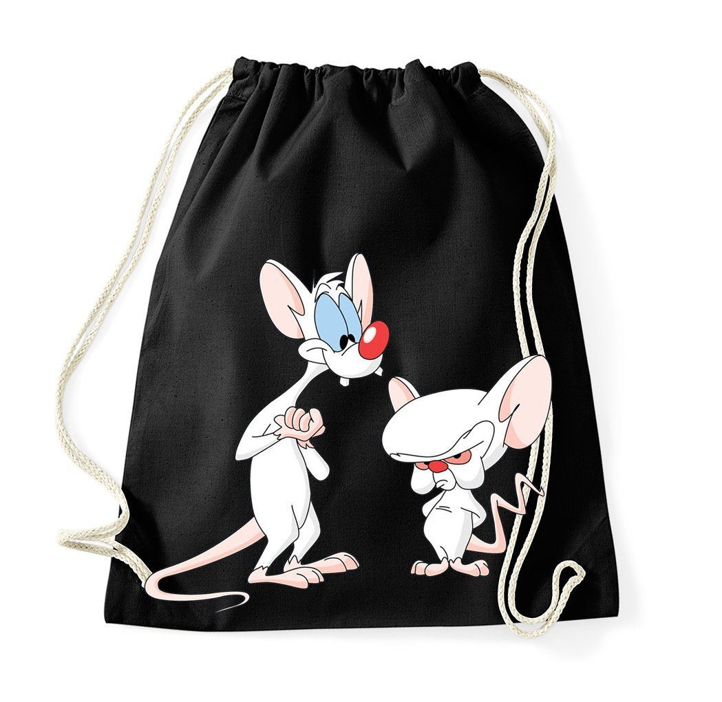 Youth Designz Turnbeutel Brain und Pinky Baumwoll Tasche Turnbeutel, mit Trendigem Frontdruck