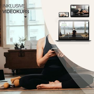 BACKLAxx® Pilatesrolle Set (1-tlg., Rolle groß, Beutel), Korkrolle zur Selbstmassage, zur myofaszialen Selbstmassage, einfache Handhabung, inkl. gratis Videokurs