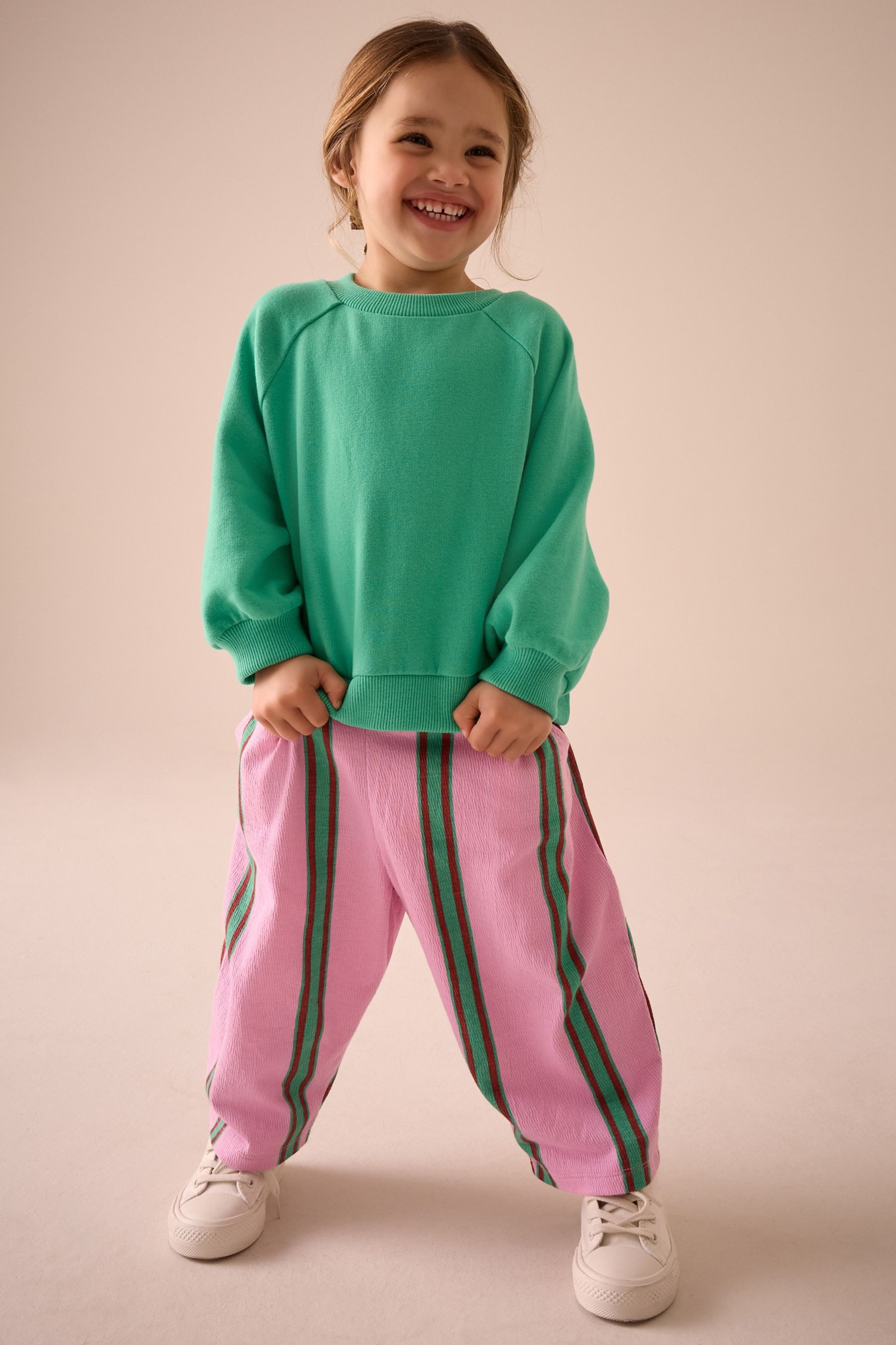 Next Schlupfhose Strukturierte Hose mit weitem Bein (1-tlg)