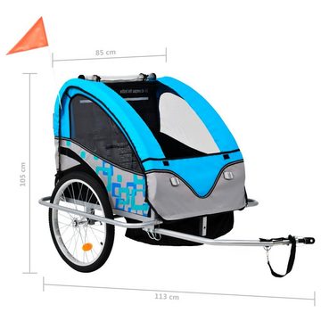 vidaXL Fahrradlastenanhänger 2-in-1 Fahrradanhänger und Kinderwagen Blau und Grau