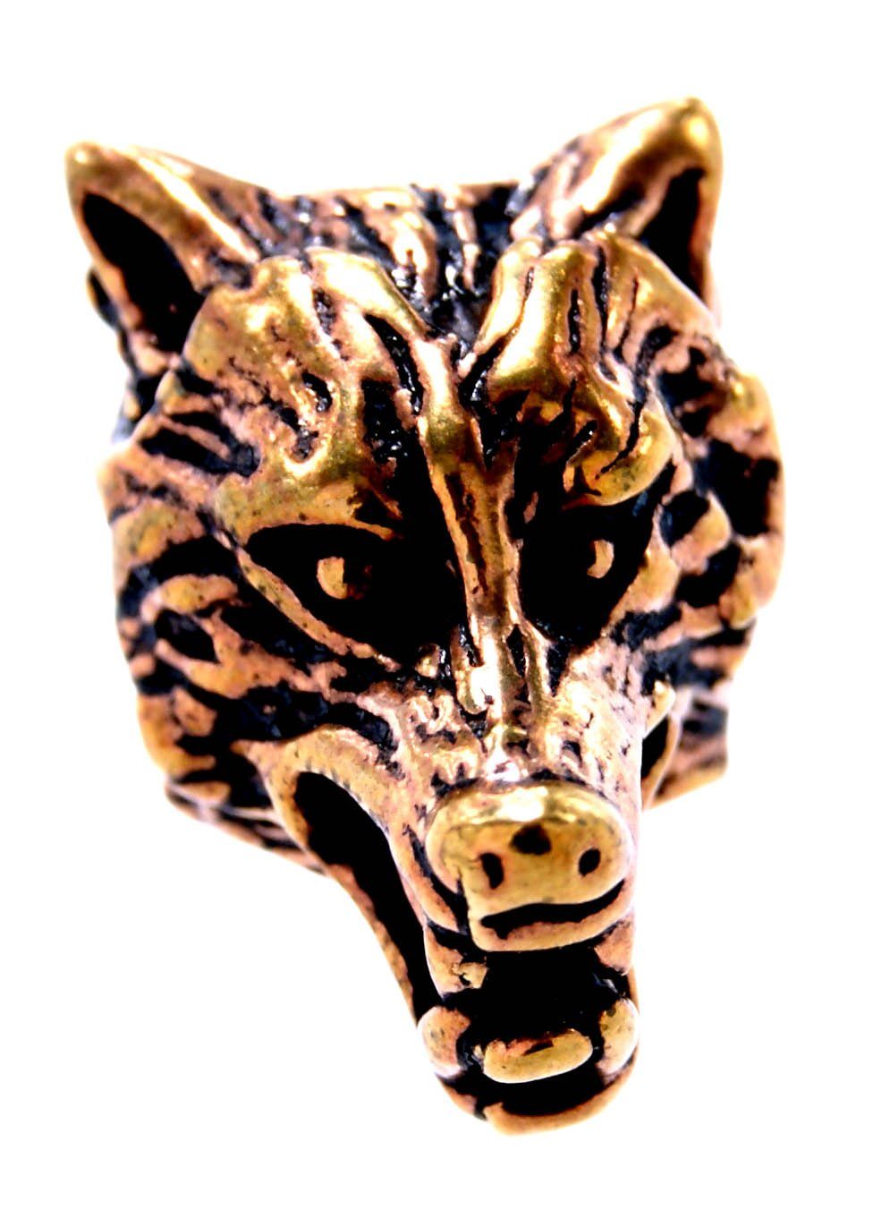 Haarperle Wolfskopf Wolf Bronze Kiss Diadem Leather Haar Bartschmuck Bartperle Bart of