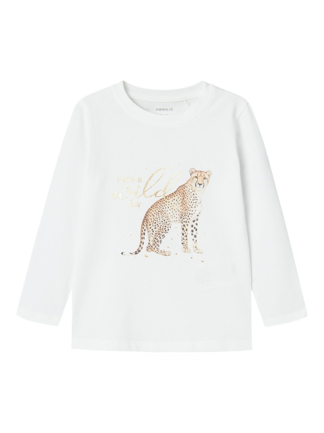 Name It Langarmshirt mit Gepard-Motiv und Glitzerdetails (1-tlg) NMFSUSANNA LS TOP BOX