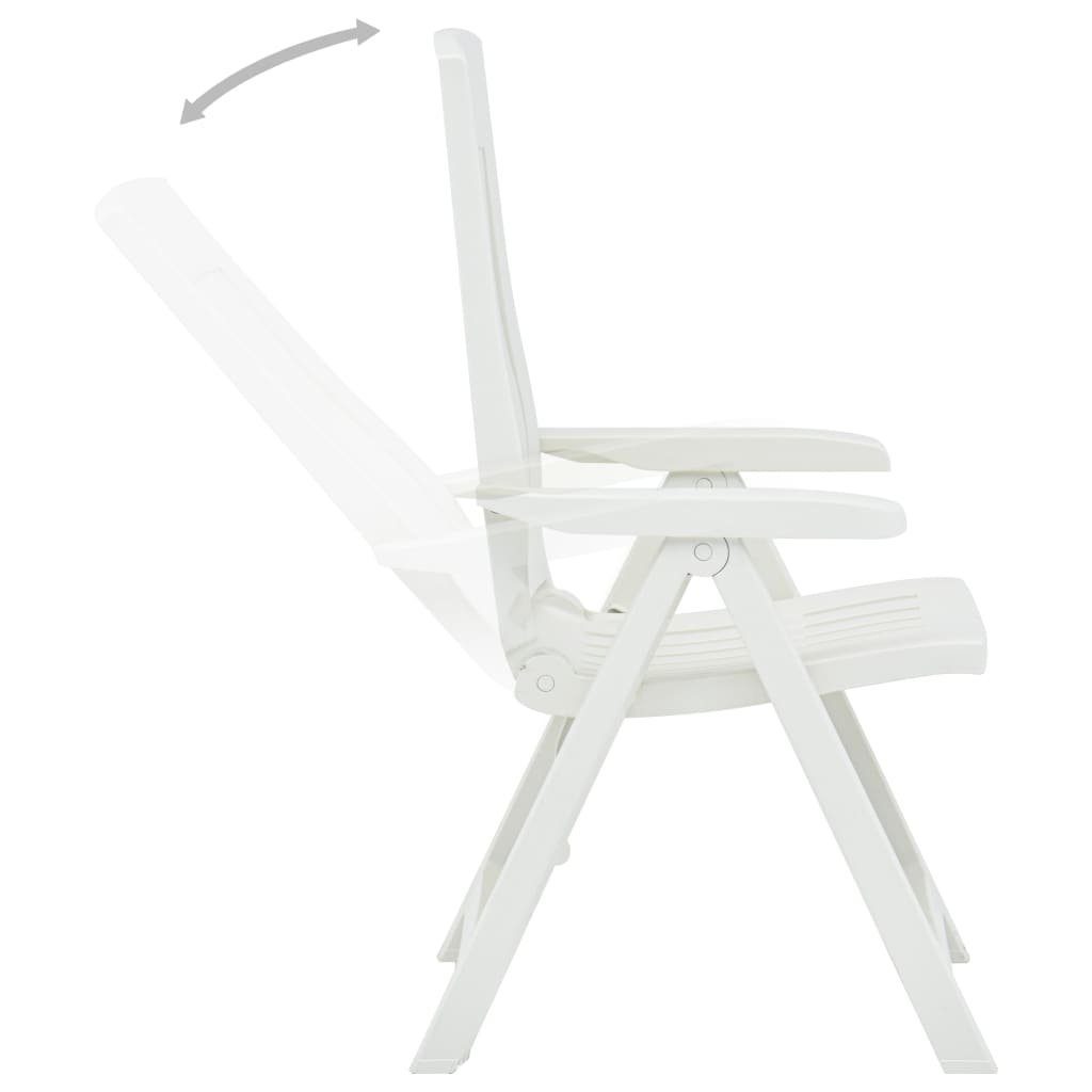 vidaXL Gartenstuhl Verstellbare Gartenstühle 2 Kunststoff Stk Weiß