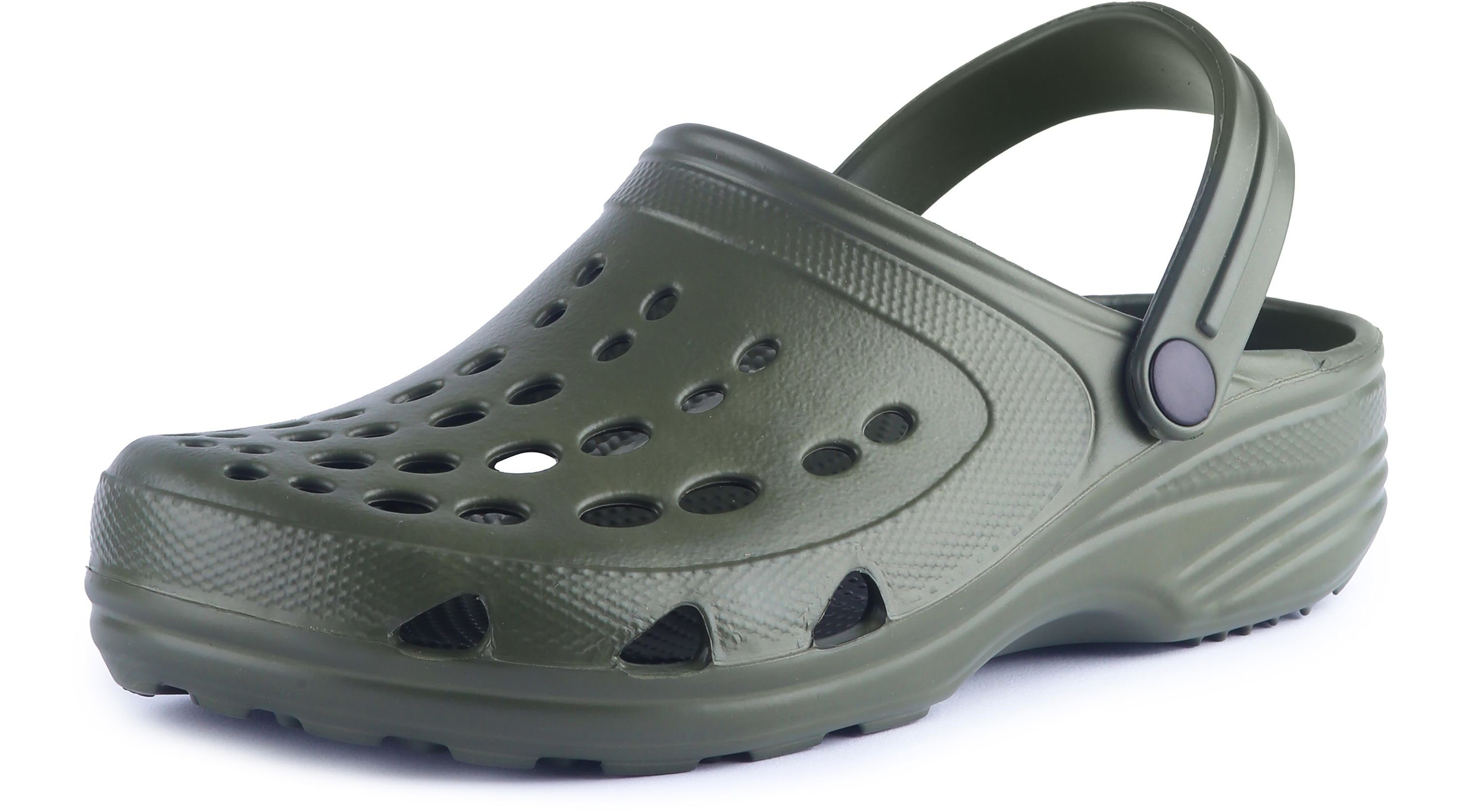 Ladeheid Damen und Herren leichte Eva Clogs mit Fersenriemen Gartenclogs Clog