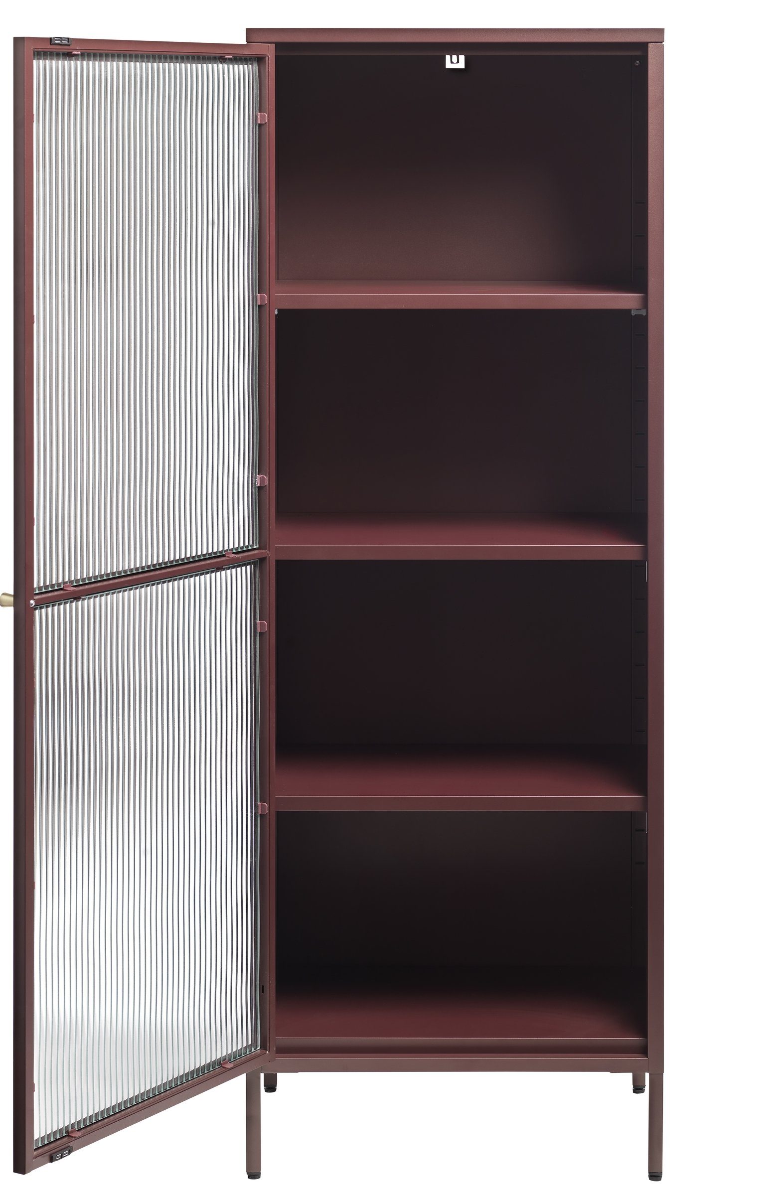 UNIQUE furniture A/S Vitrine aus Metall in rot (B/H/T: 58x160x40 cm)