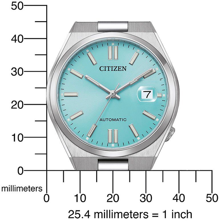 Citizen Automatikuhr TSUYOSA 60h NJ0151-88M, Armbanduhr, Damenuhr, Herrenuhr, Edelstahlarmband, Saphirglas, Datum