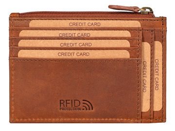 Benthill Kartenetui Kreditkartenetui Slim Portemonnaie Echt Leder Geldbörse Mini Wallet, RFID-Schutz Kartenfächer Münzfach Reißverschlussfach