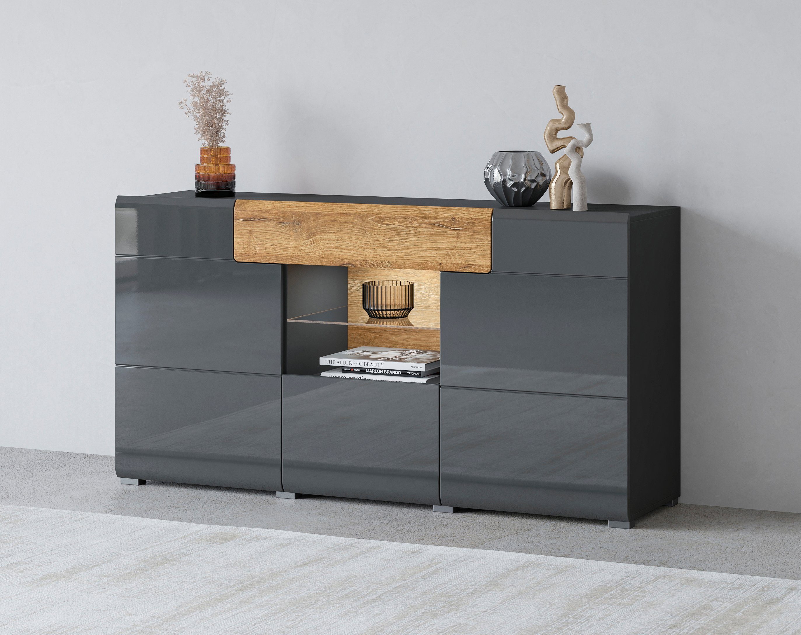 INOSIGN Sideboard Toledo,Breite 159cm,moderne Anrichte mit dekorative Fräsu günstig online kaufen