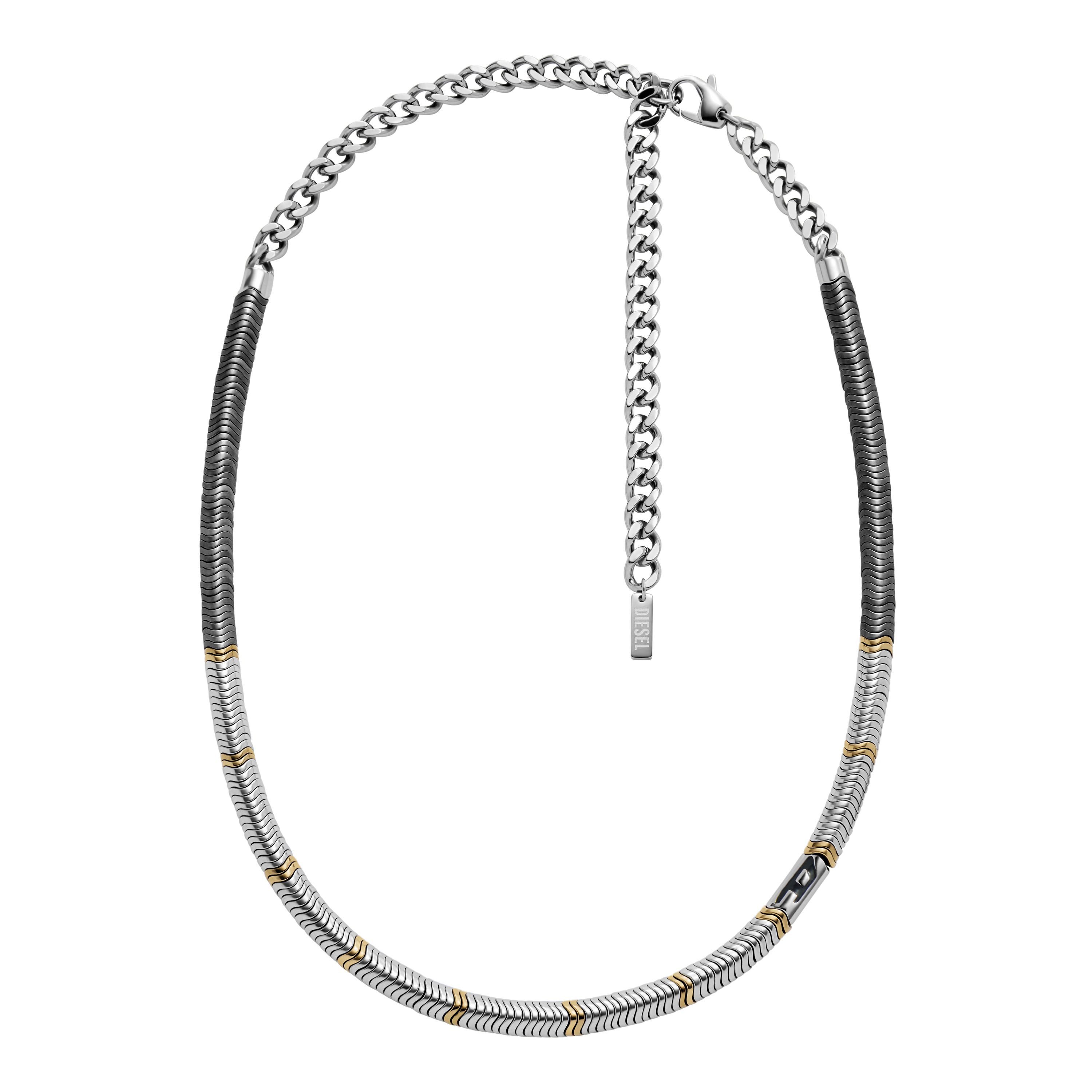 Diesel Kette ohne Anhänger Schmuck Geschenk Edelstahl Nylon D LOGO, mit Hämatit