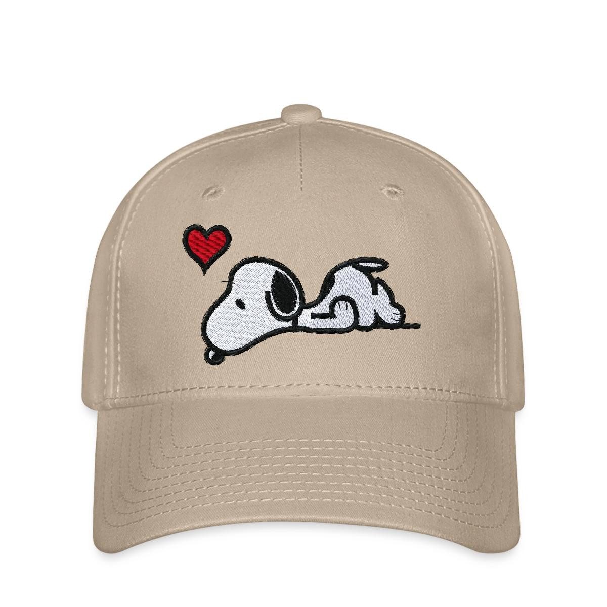 Spreadshirt Baseball Cap Peanuts Snoopy Liebe Herz Love Stick Geschenkidee Flexfit Cap (1-St)