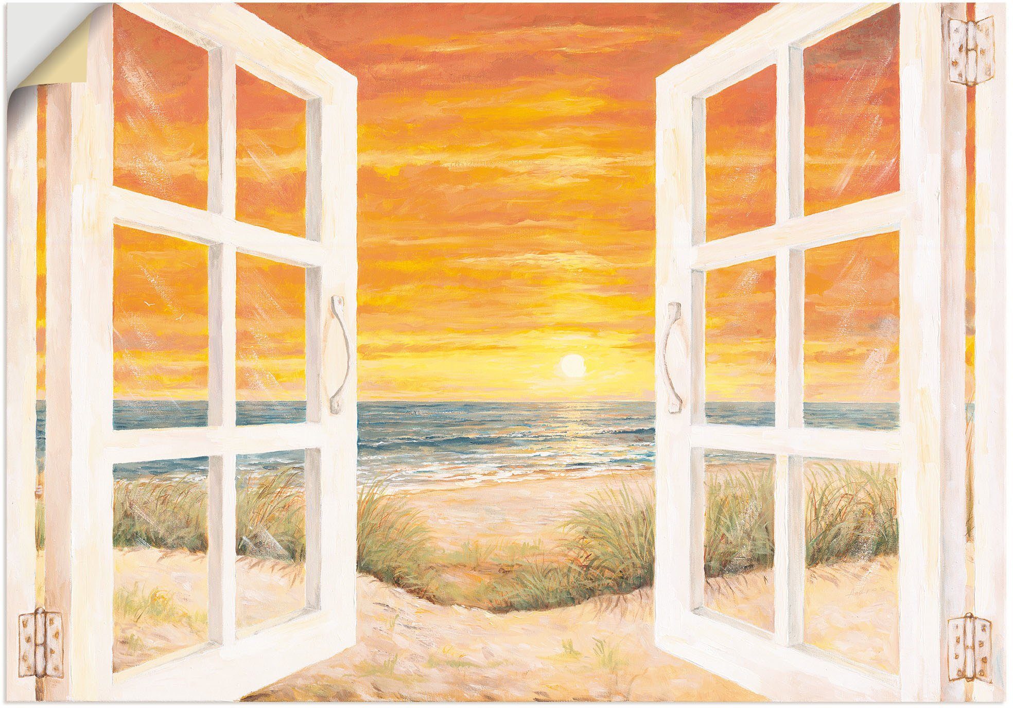 Artland Wandbild Fenster zum Alubild, Größen versch. Leinwandbild, in als Poster oder St), (1 Meer Meer, Bilder Wandaufkleber