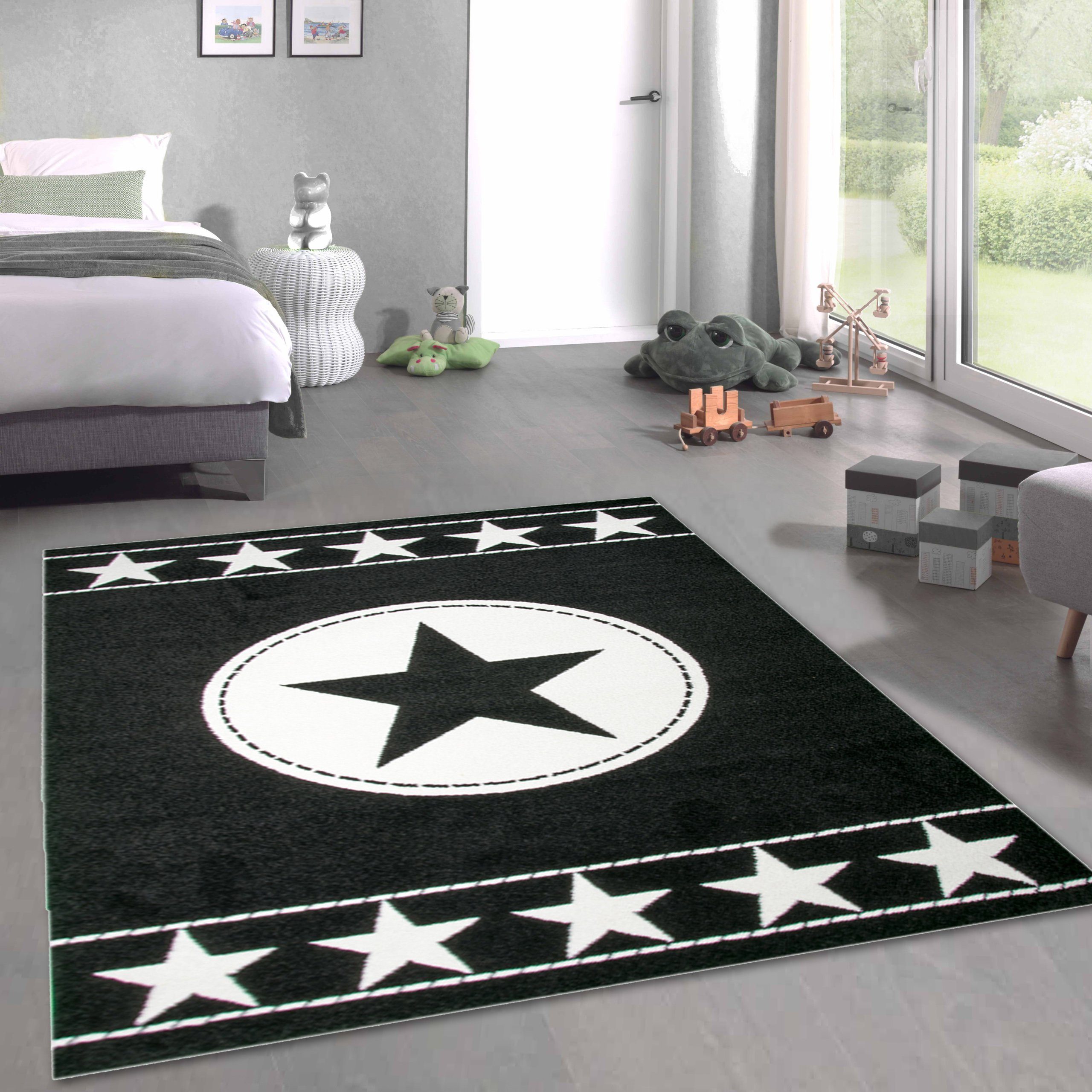 Carpetia Kinderteppich Kinderteppich Spielteppich Kinderzimmer Teppich Stern schwarz creme, rechteckig, Höhe: 9 mm
