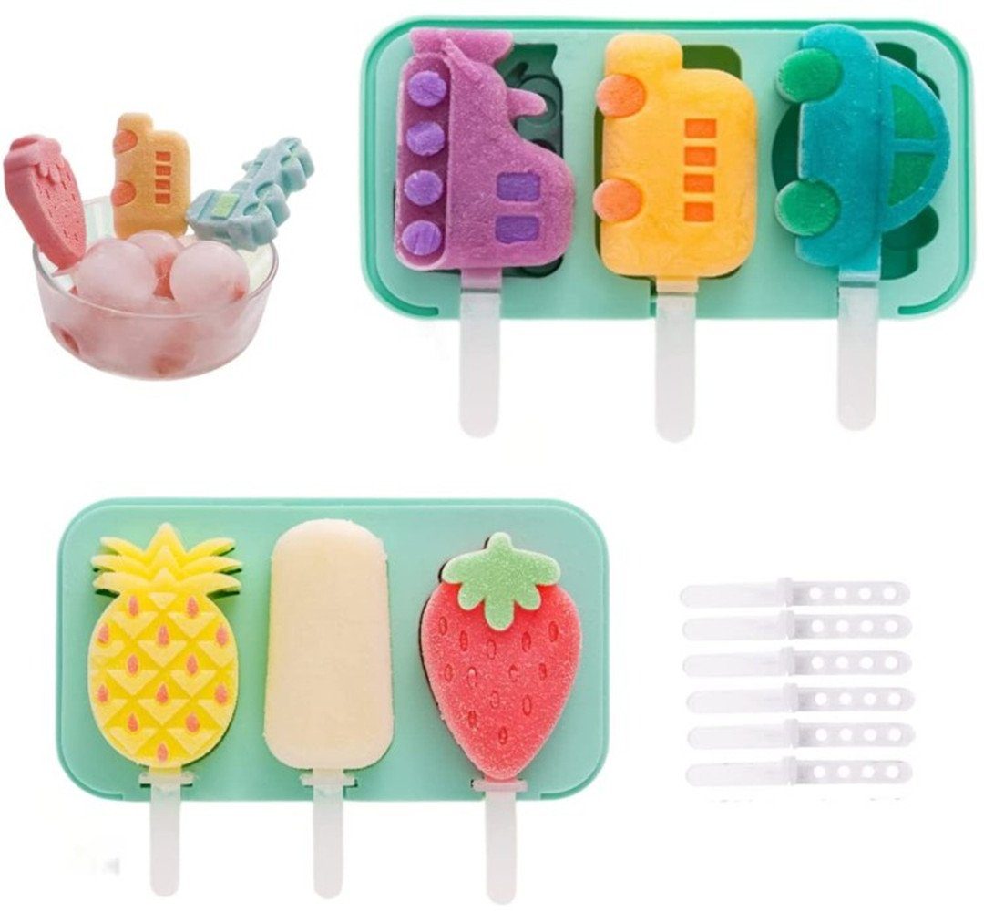 XDeer Eisform 2 Stück Eisformen Eis am Stiel,Silikon Eis am Stiel Eiscreme Cakesicle, Formen Kinder DIY Kreative Eisform Wiederverwendbare mit Deckel
