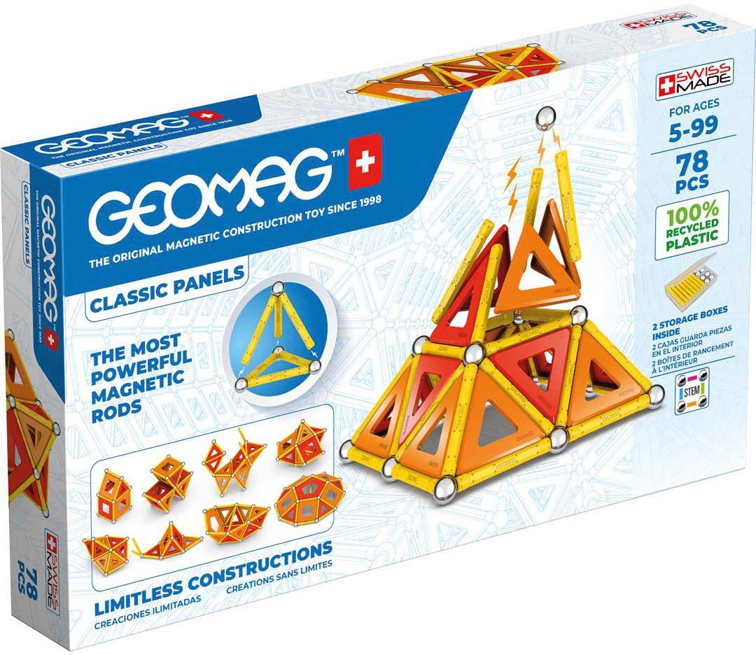 Geomag™ Classic Panels, Recycled Magnetspielbausteine, (78 St), aus recyceltem Material, Made in Europe