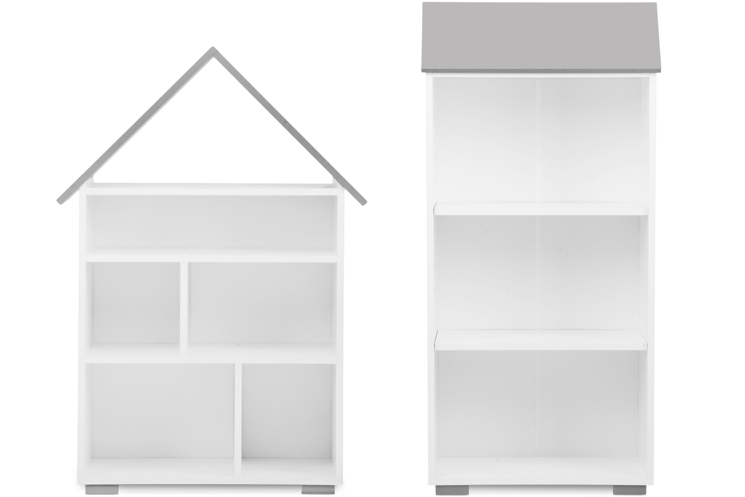 Konsimo Jugendzimmer-Set Regal-Set (2tlg) PABIS, Möbel für Kinderzimmer, Hausform weiß/grau