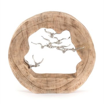 DESIGN DELIGHTS Skulptur DESIGN SKULPTUR "BIRDS", 36 cm, Holz mit Aluminium, Dekfofigur