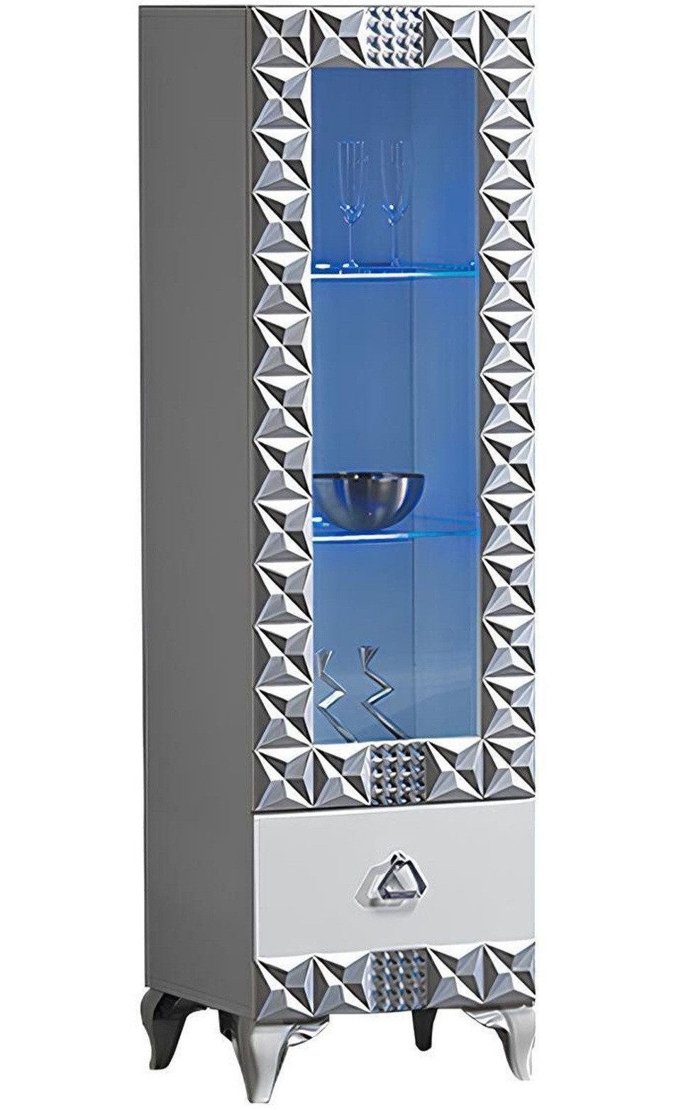 Xlmoebel Glasvitrine Weiß Vitrinenmöbel Holzglasvitrine Standvitrine Moderne Glasvitrine (Vitrine) Hergestellt in Europa
