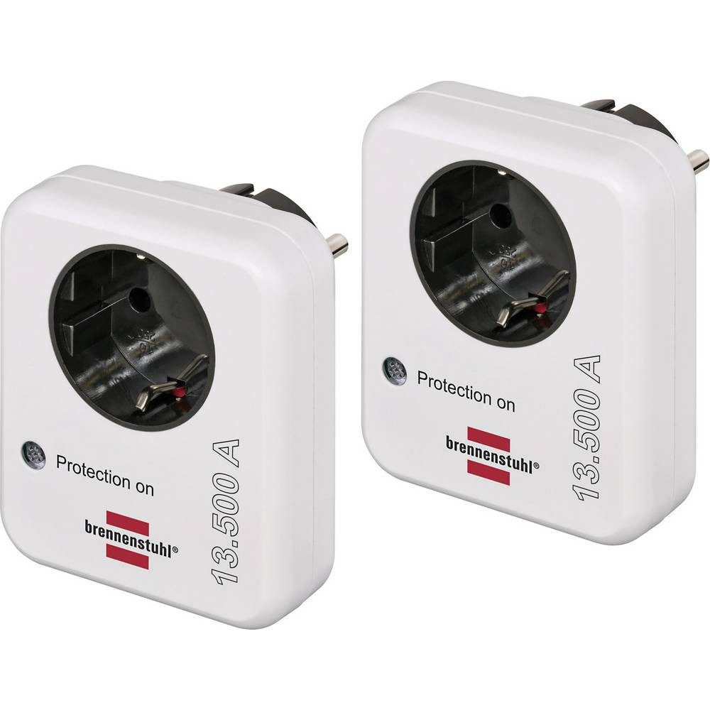 Brennenstuhl Steckdose Überspannungsschutz-Adapter 2er-Set 1506980, Steckdosen