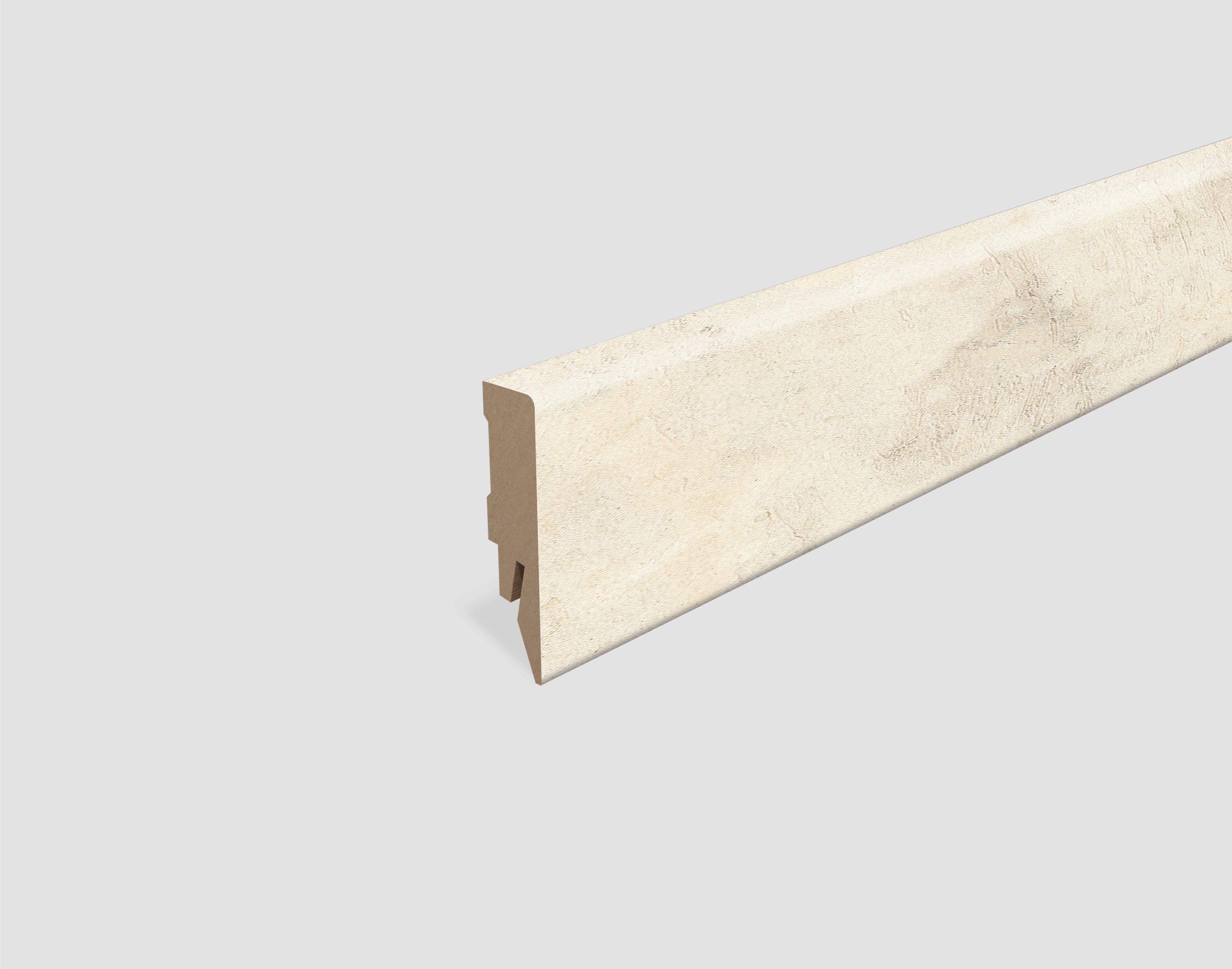 EGGER Sockelleiste Beton weiss L581, L: 240 cm, H: 5.8 cm, 1-St., 2,40m; neues kubisches Profil; passend zu Fußboden Chromix weiss