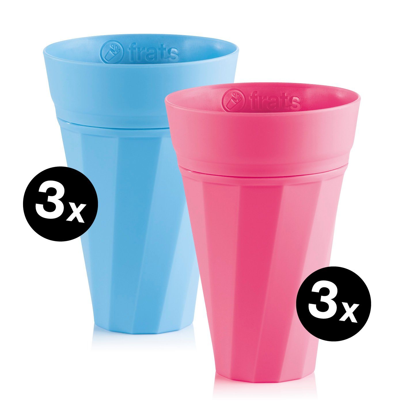6er-Set, Becher -Blau/Pink frats Doppelwandiger Trinkbecher Selbstkühlend Becher - mit 300ml Mehrweg - 300ml Kühlflüssigkeit,