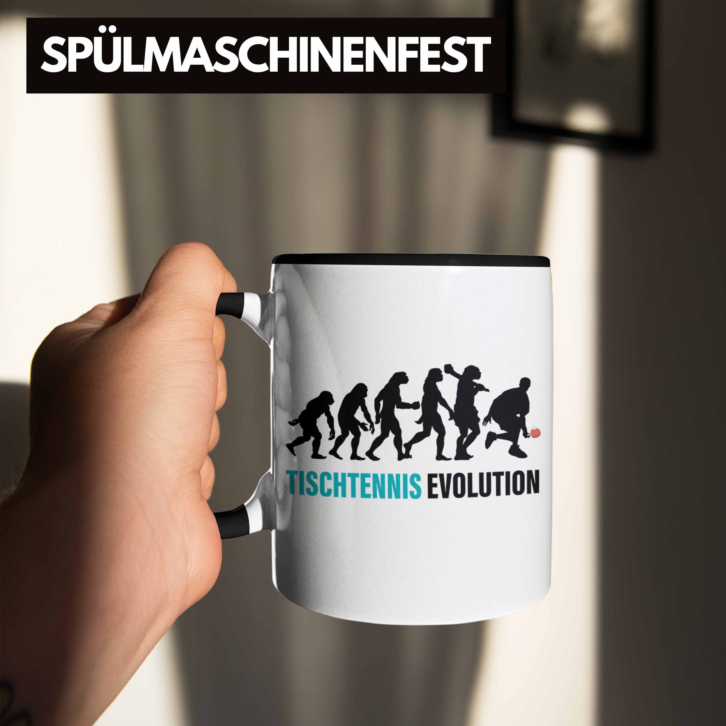 Trendation Tasse Trendation - Geschenk Evolution Männer Schwarz für Tischtennis Tischtennis Tischtennisspieler Geschenkidee Lustig Zubehör Tasse