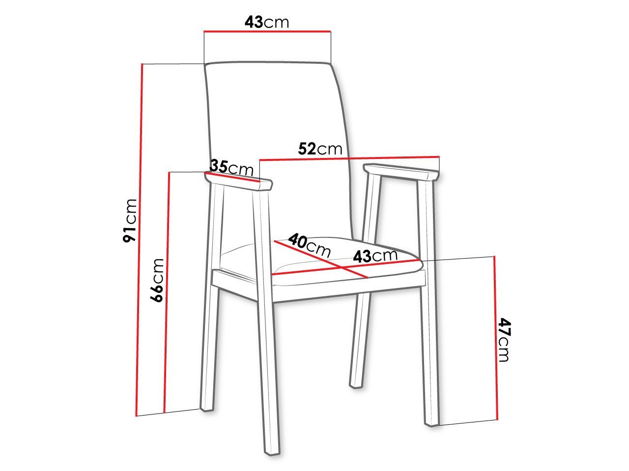 Stuhl 1 52x35x91 (1 MIRJAN24 Stück), Ferstit cm