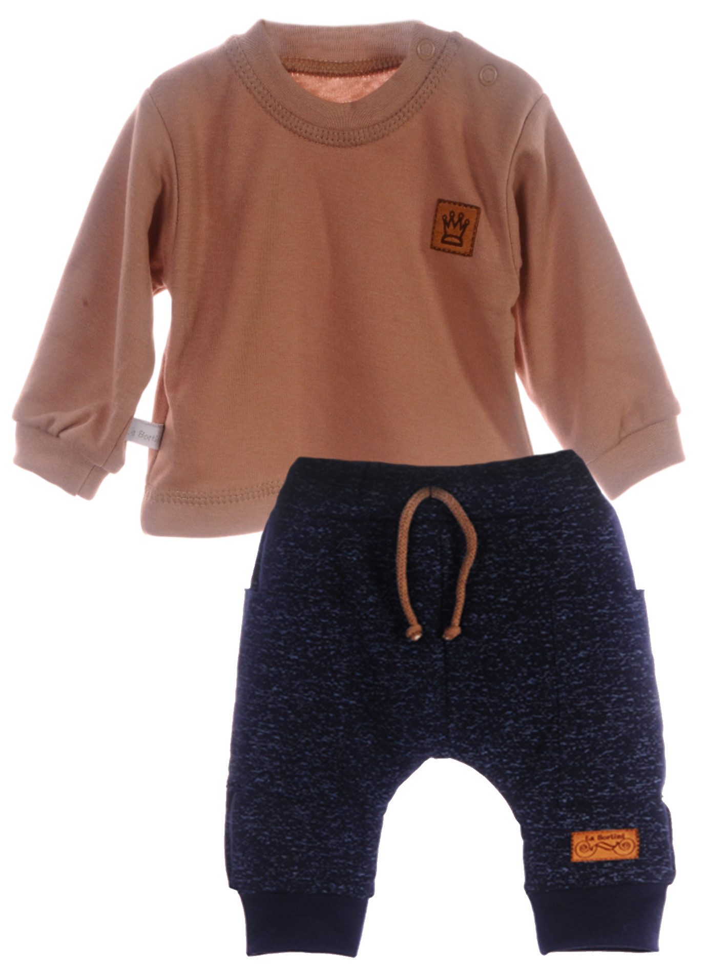 La Bortini Freizeitanzug Baby Anzug Erstlingsset Langarmshirt und Hose in Braun Blau (für Jungen und Mädchen, unisex), neutral, 50 56 62 68 74 80