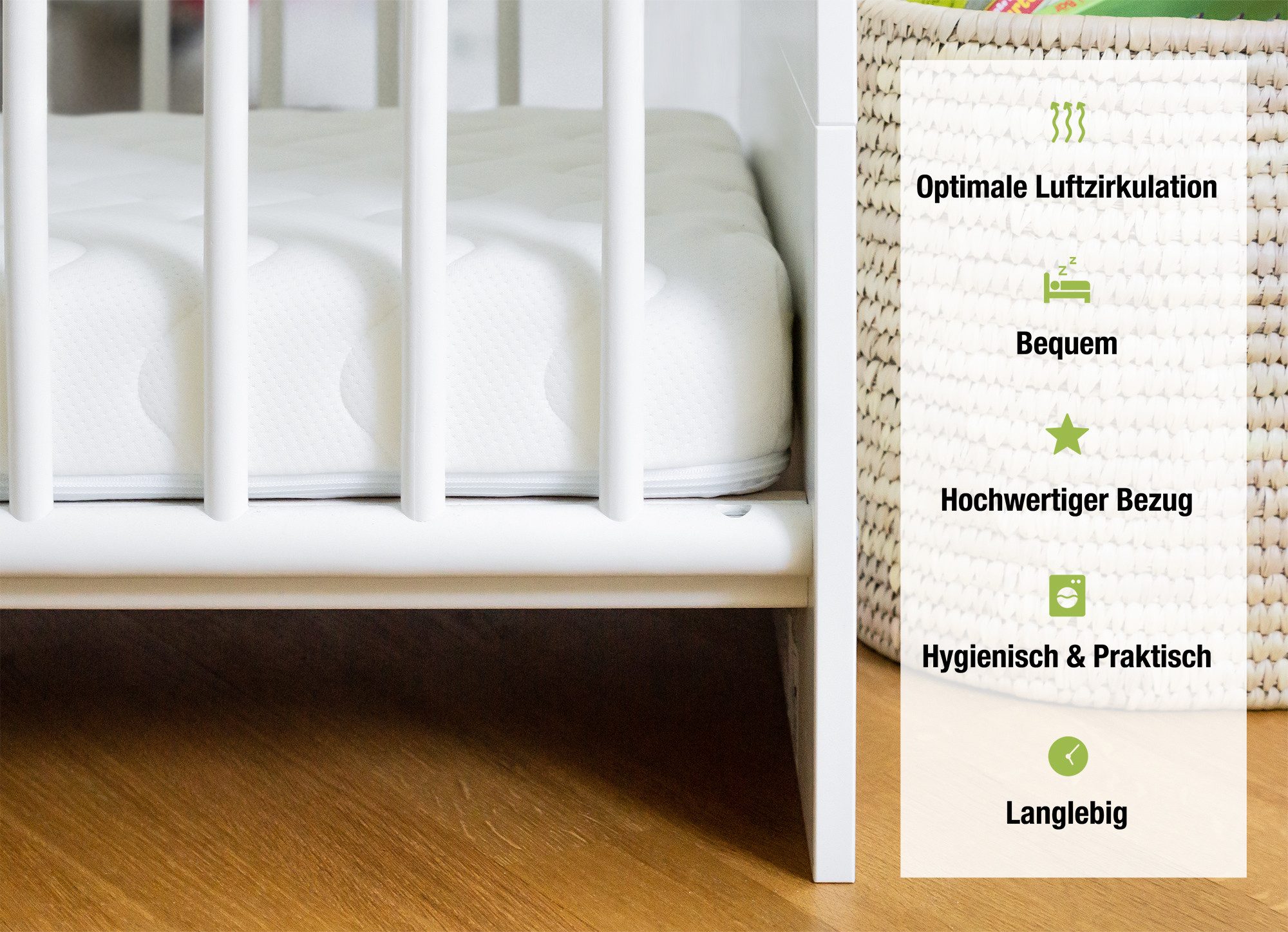 Babymatratze Pur, Babymatratze für Babybett, Baby Matratze, Ehrenkind, 8 cm hoch, (gratis Versand, Härtegrad (Weich - Mittelweich), Belastbarkeit: 30 kg